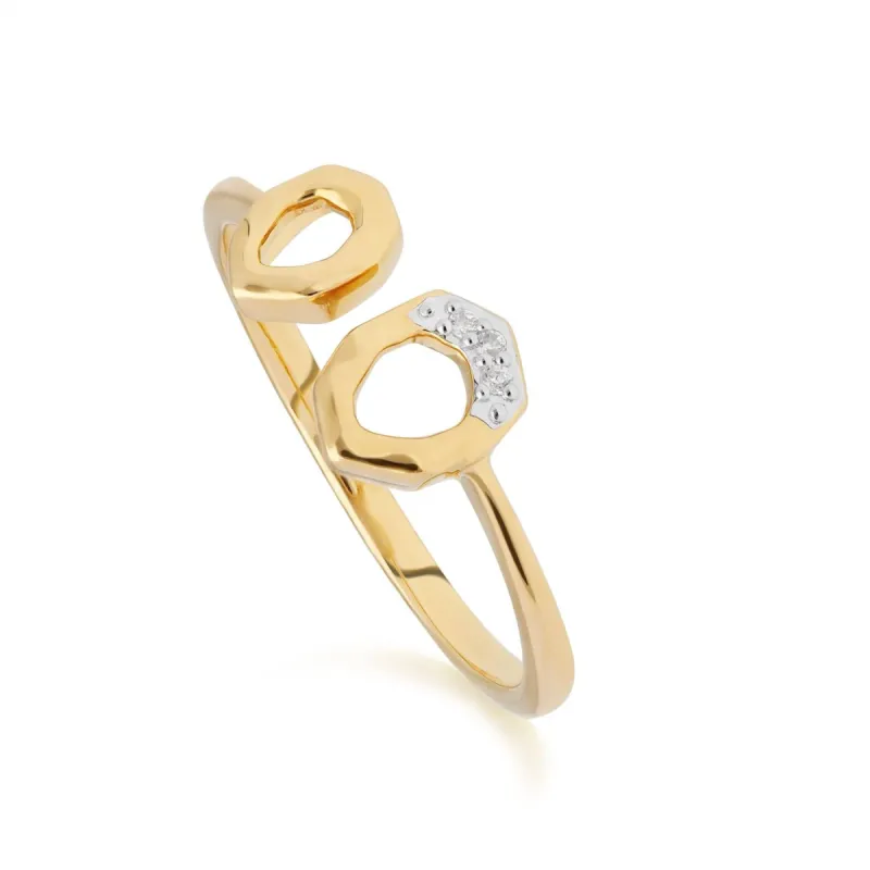 Diamond Asymmetric Open Ring in 9ct Yellow Gold sold by Gemondo Jewellery