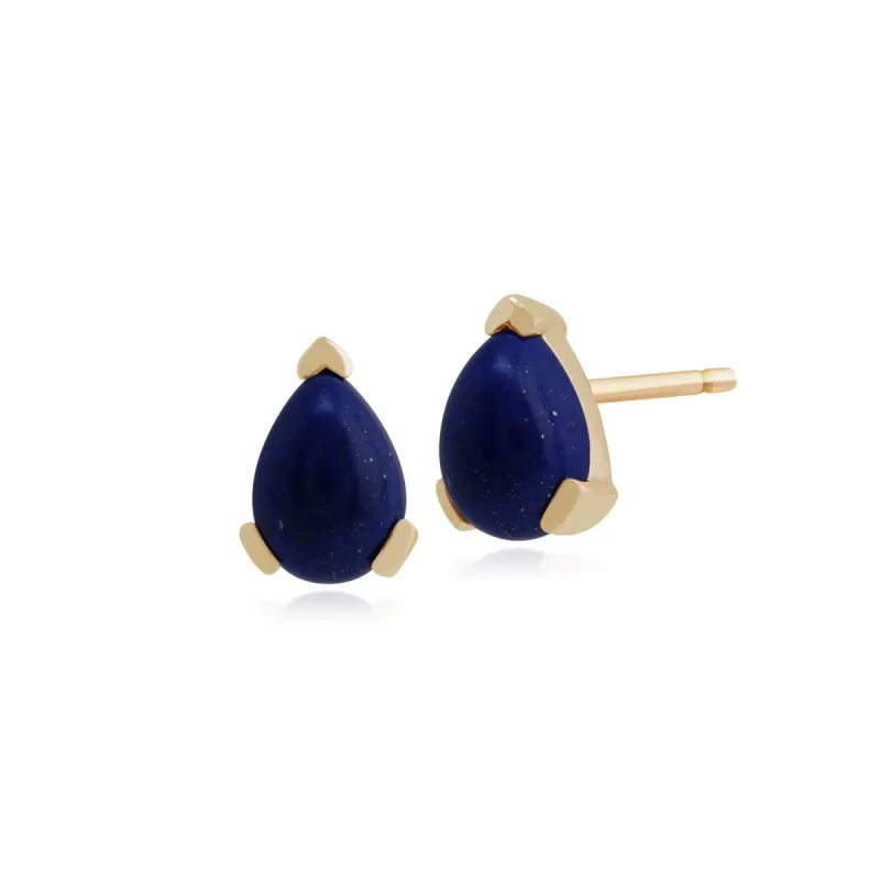 Classic Pear Lapis Lazuli Stud Earrings in 9ct Yellow Gold sold by Gemondo Jewellery