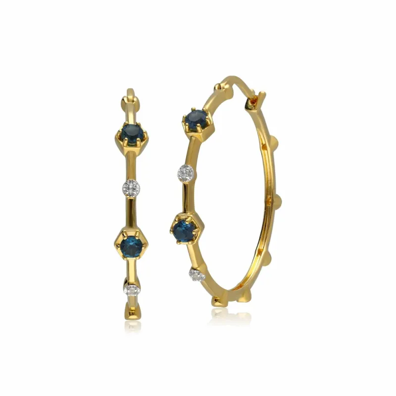 Modern Glam Topaz Hoop Earrings in Gold Plated Sterling Silver sold by Gemondo Jewellery