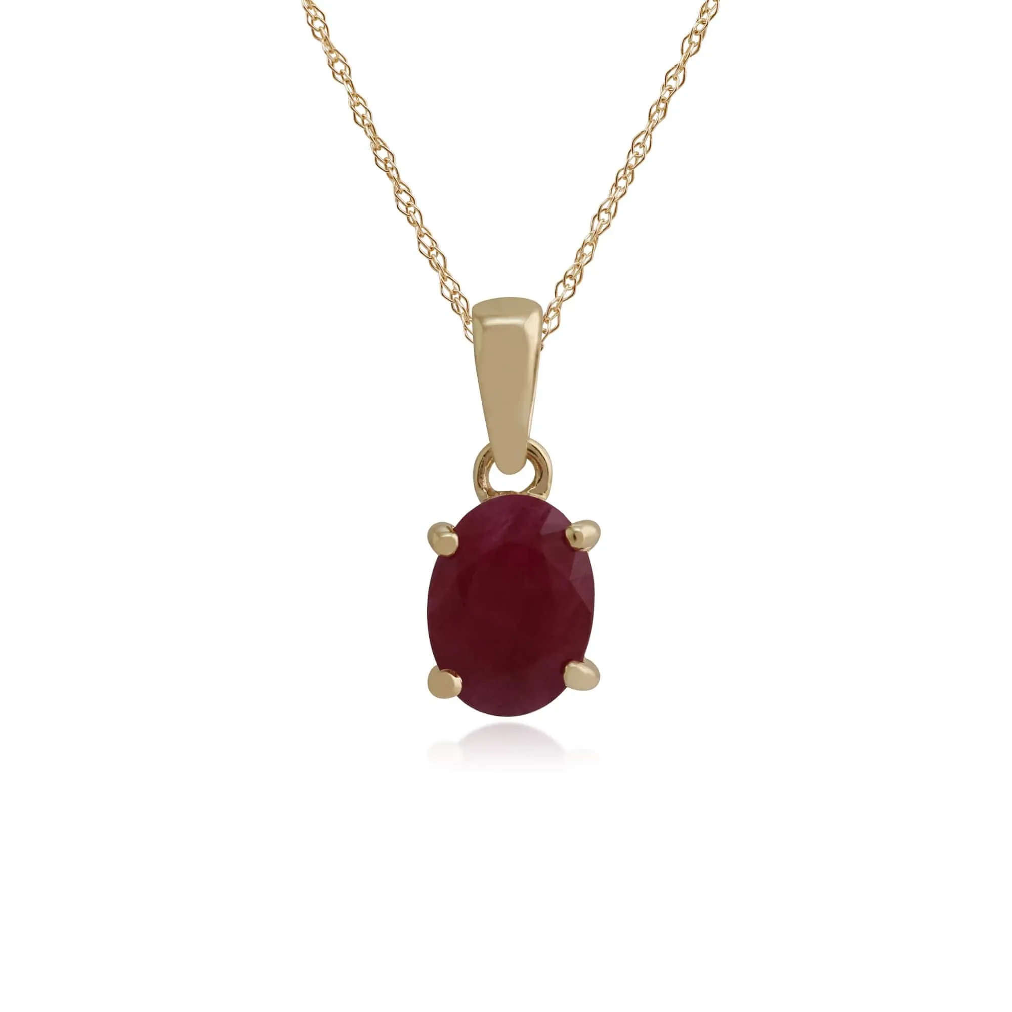 Classic Oval Ruby Single Stone Stud Earrings & Pendant Set in 9ct Yellow Gold sold by Gemondo Jewellery product image thumbnail 3