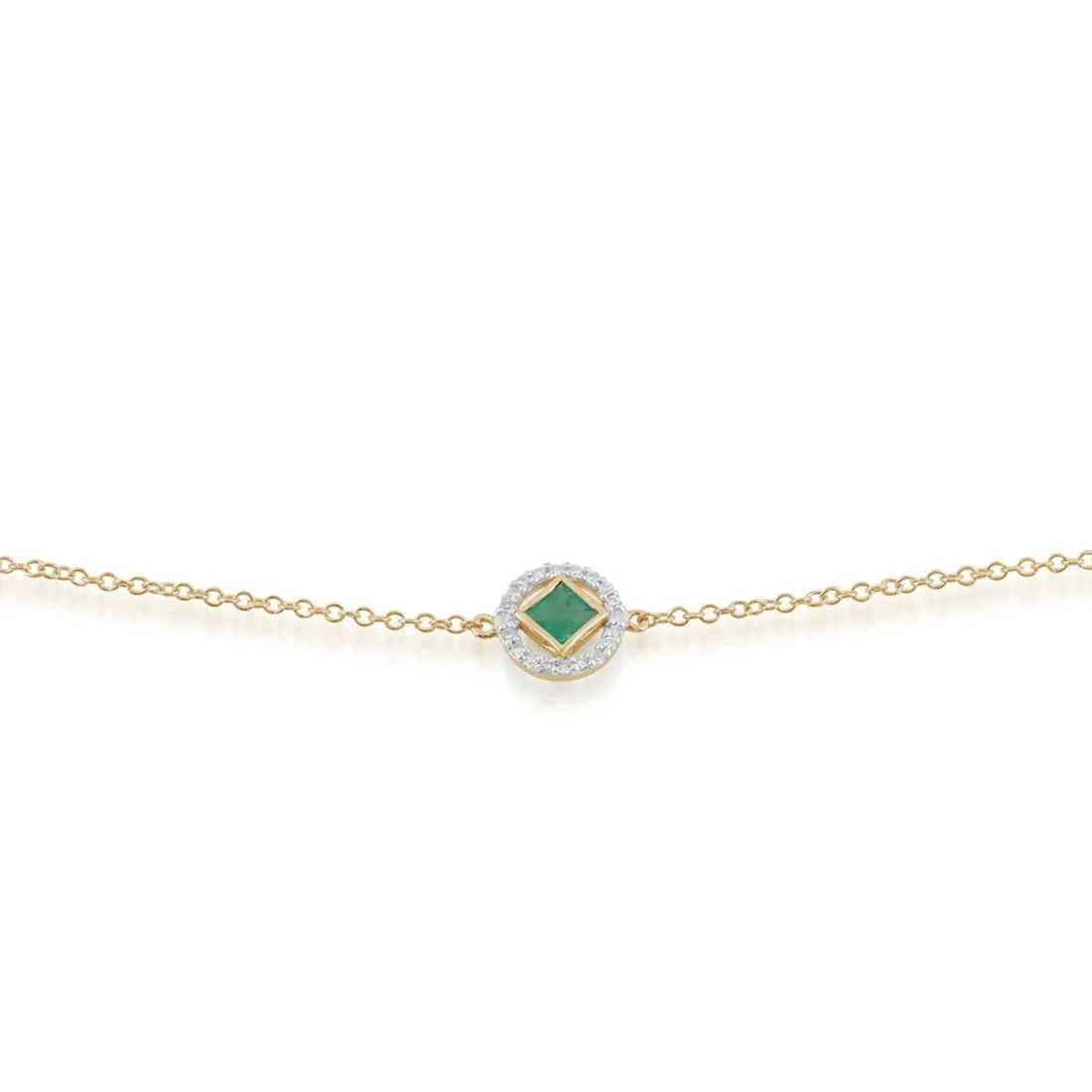 Classic Square Emerald & Diamond Halo Bracelet in 9ct Yellow Gold sold by Gemondo Jewellery product image thumbnail 2