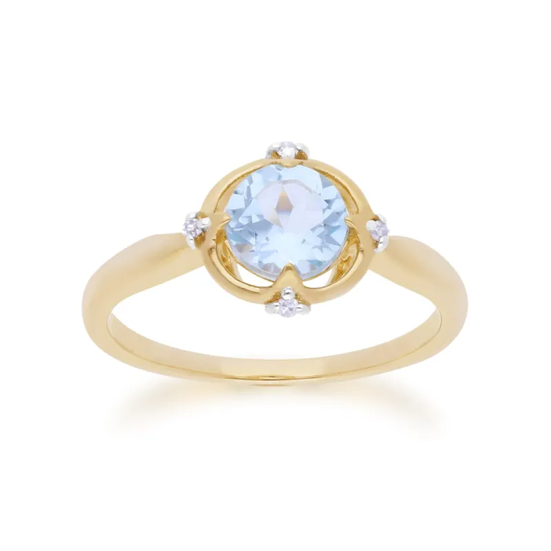 Gemondo 9ct Yellow Gold Halo Topaz & Diamond Round Cut Ring sold by Gemondo Jewellery