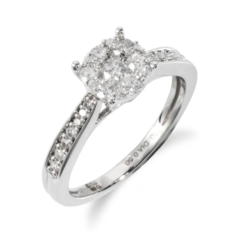 Classic Round Diamond Solitaire Ring in 18ct White Gold sold by Gemondo Jewellery