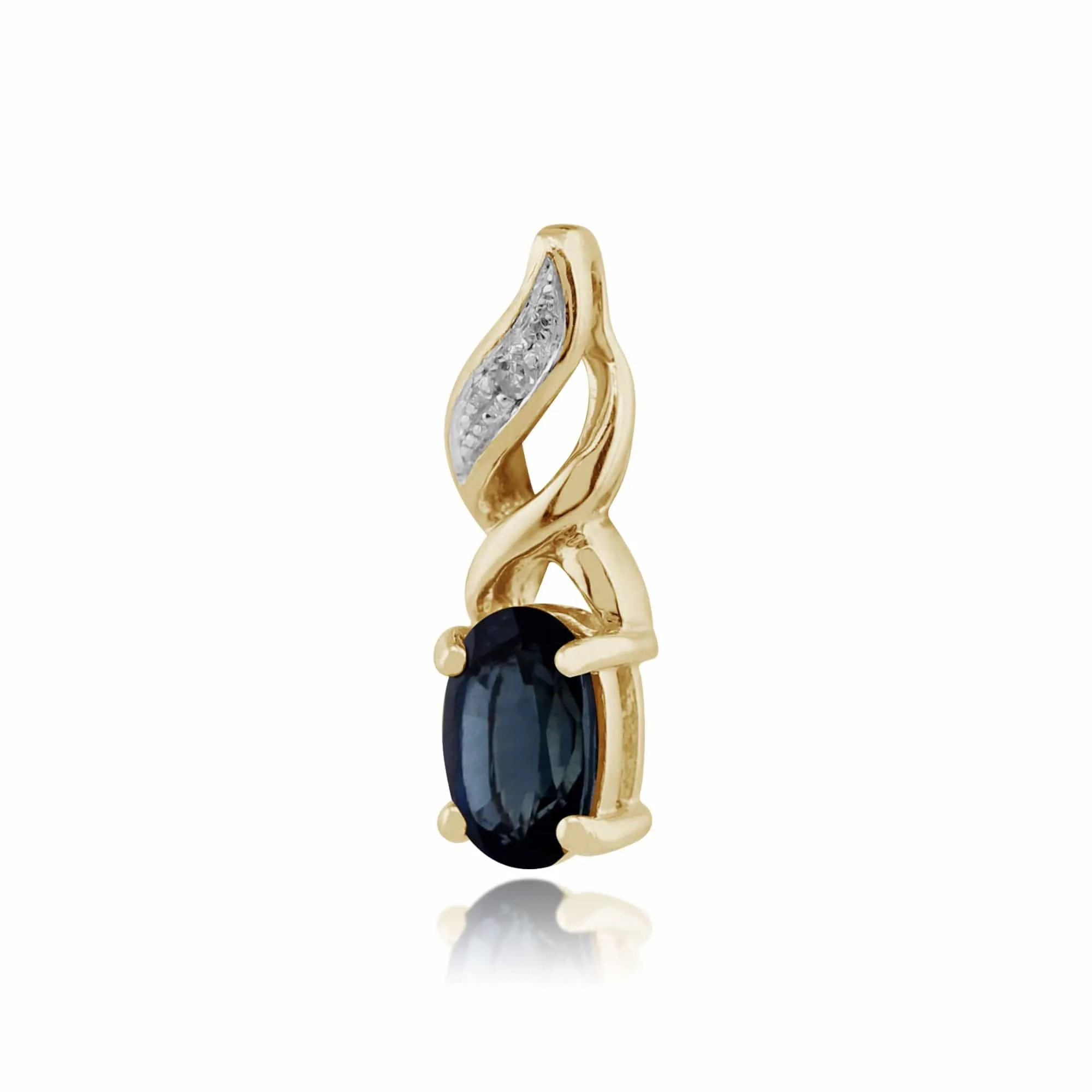 Classic Oval Sapphire & Diamond Pendant in 9ct Yellow Gold sold by Gemondo Jewellery product image thumbnail 2