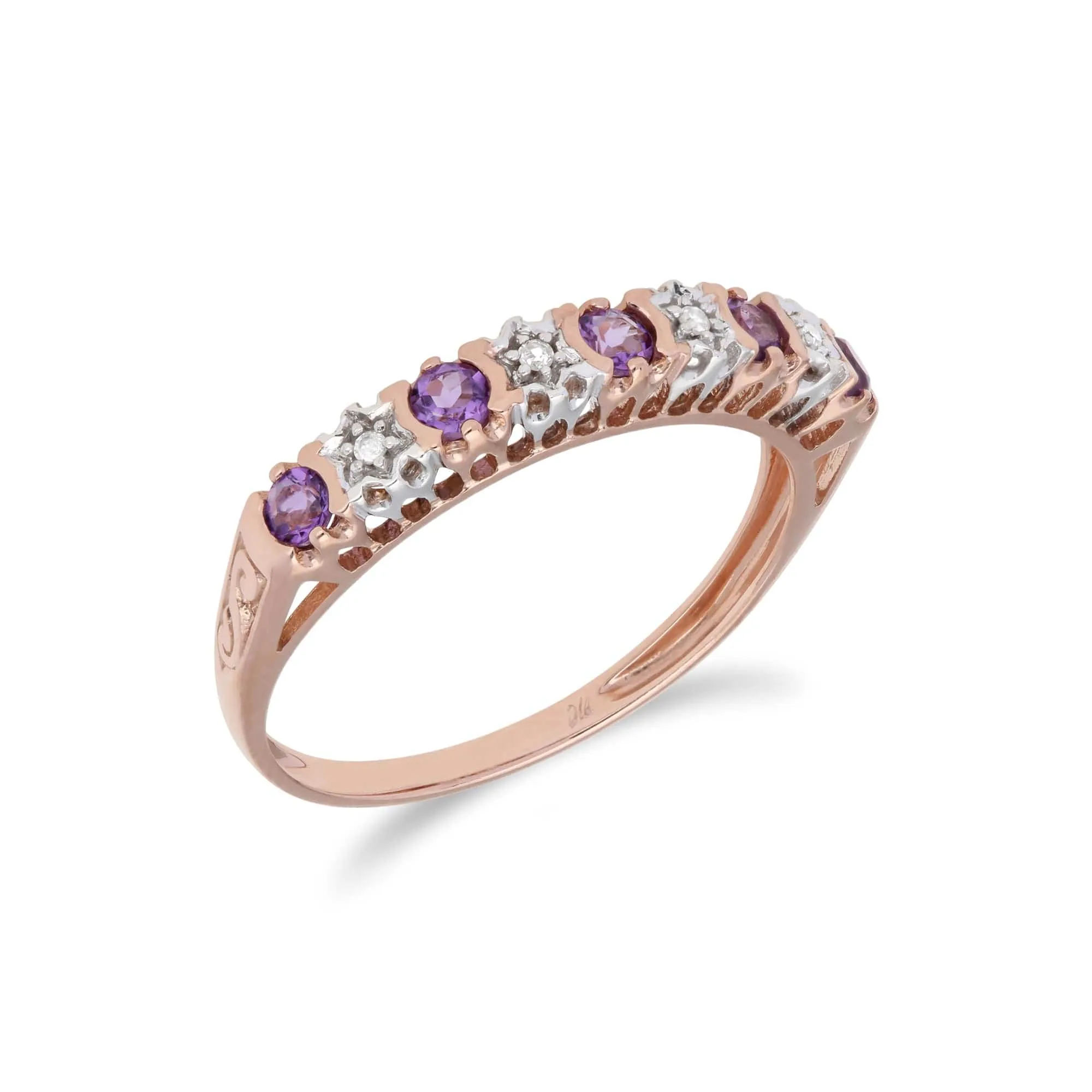 Classic Amethyst & Diamond Half Eternity Ring in 9ct Rose Gold sold by Gemondo Jewellery product image thumbnail 2