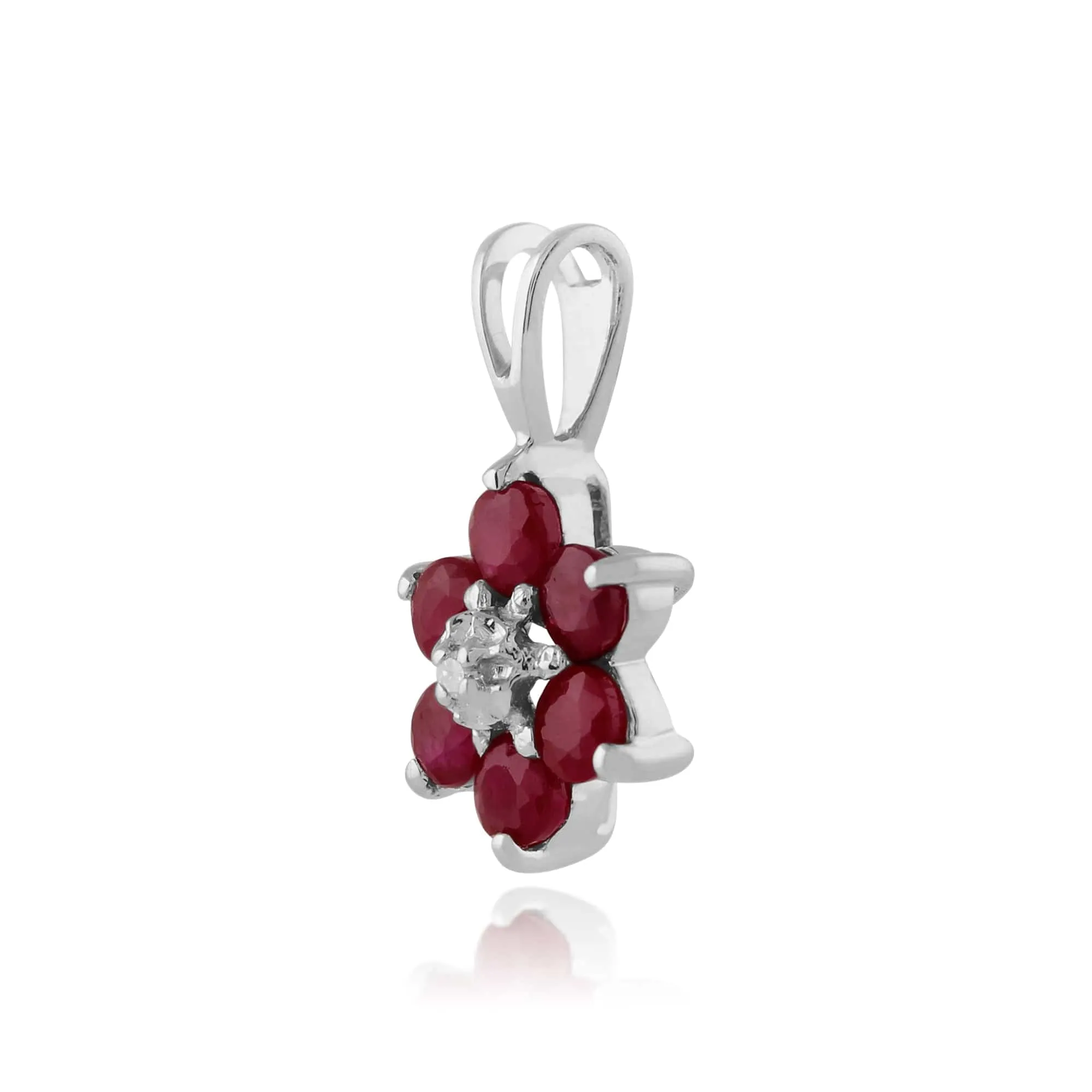 Floral Round Ruby & Diamond Pendant in 9ct White Gold sold by Gemondo Jewellery product image thumbnail 2