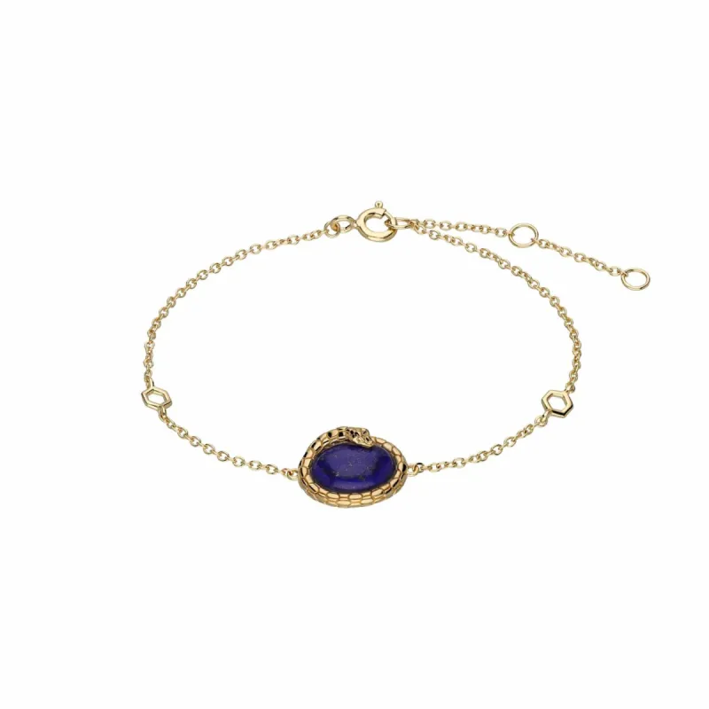 ECFEW™ Lapis Lazuli Winding Snake Bracelet Gold Plated Silver sold by Gemondo Jewellery