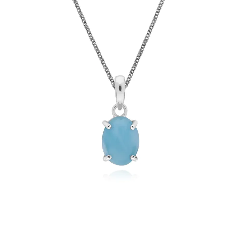 Gemondo Sterling Silver Larimar Single Stone Oval 45cm Necklace sold by Gemondo Jewellery