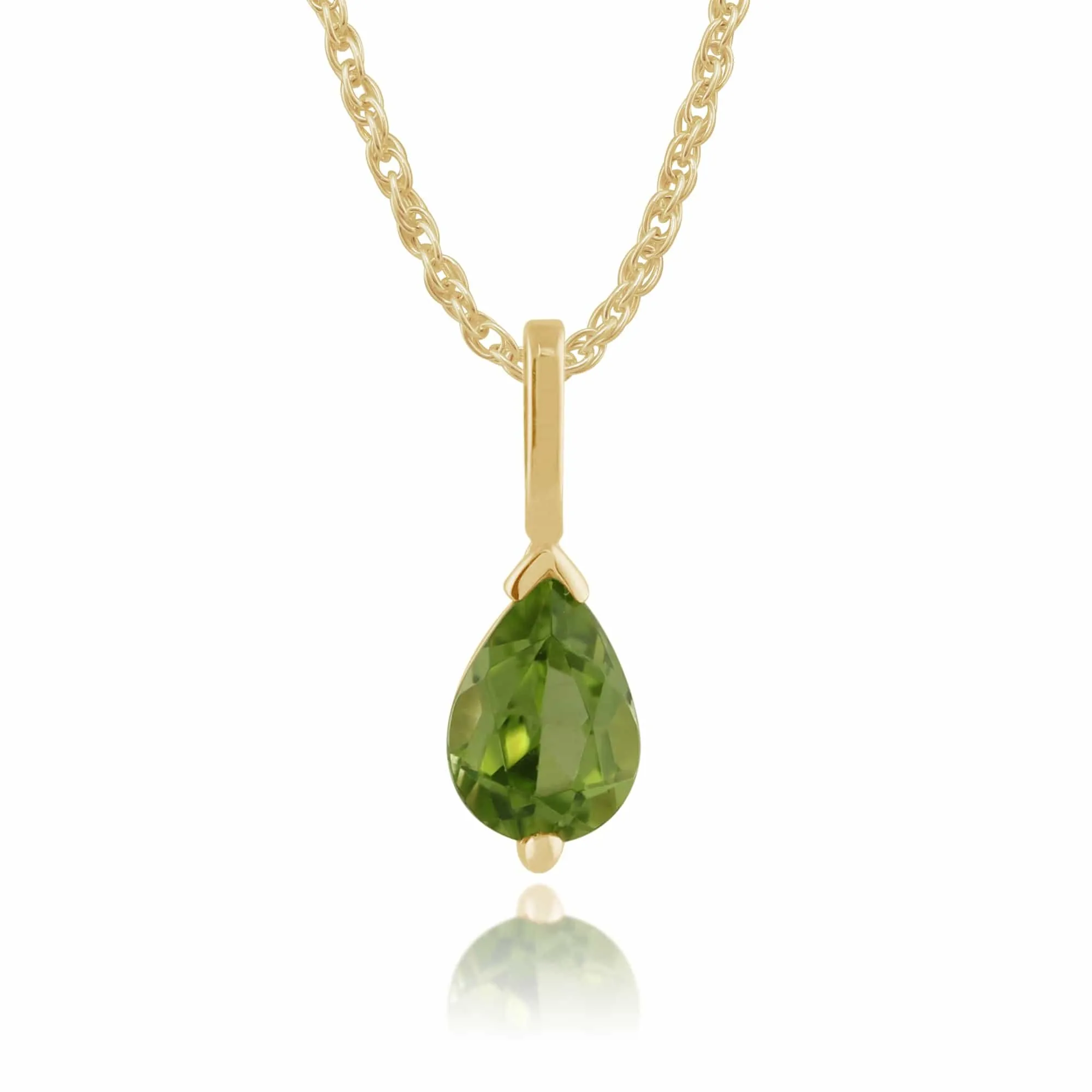 Classic Pear Peridot Pendant in 9ct Yellow Gold sold by Gemondo Jewellery