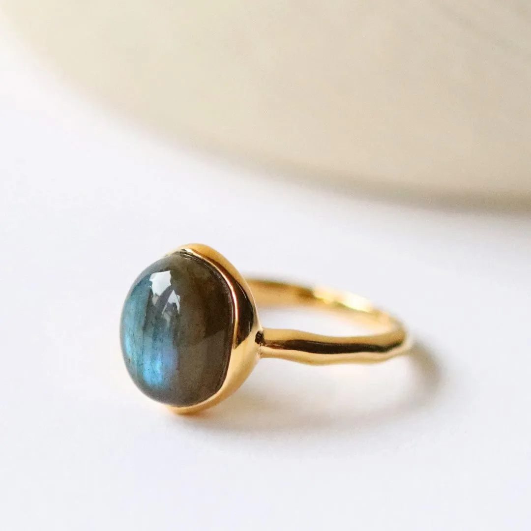 Irregular B Gem Labradorite Ring in Yellow Gold Plated Sterling Silver sold by Gemondo Jewellery product image thumbnail 2