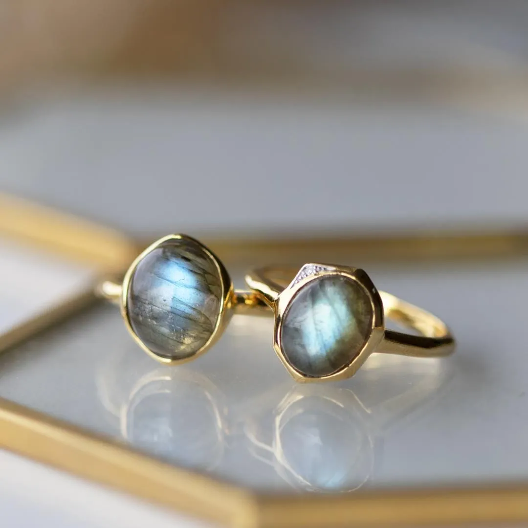 Irregular B Gem Labradorite Ring in Yellow Gold Plated Sterling Silver sold by Gemondo Jewellery product image thumbnail 3