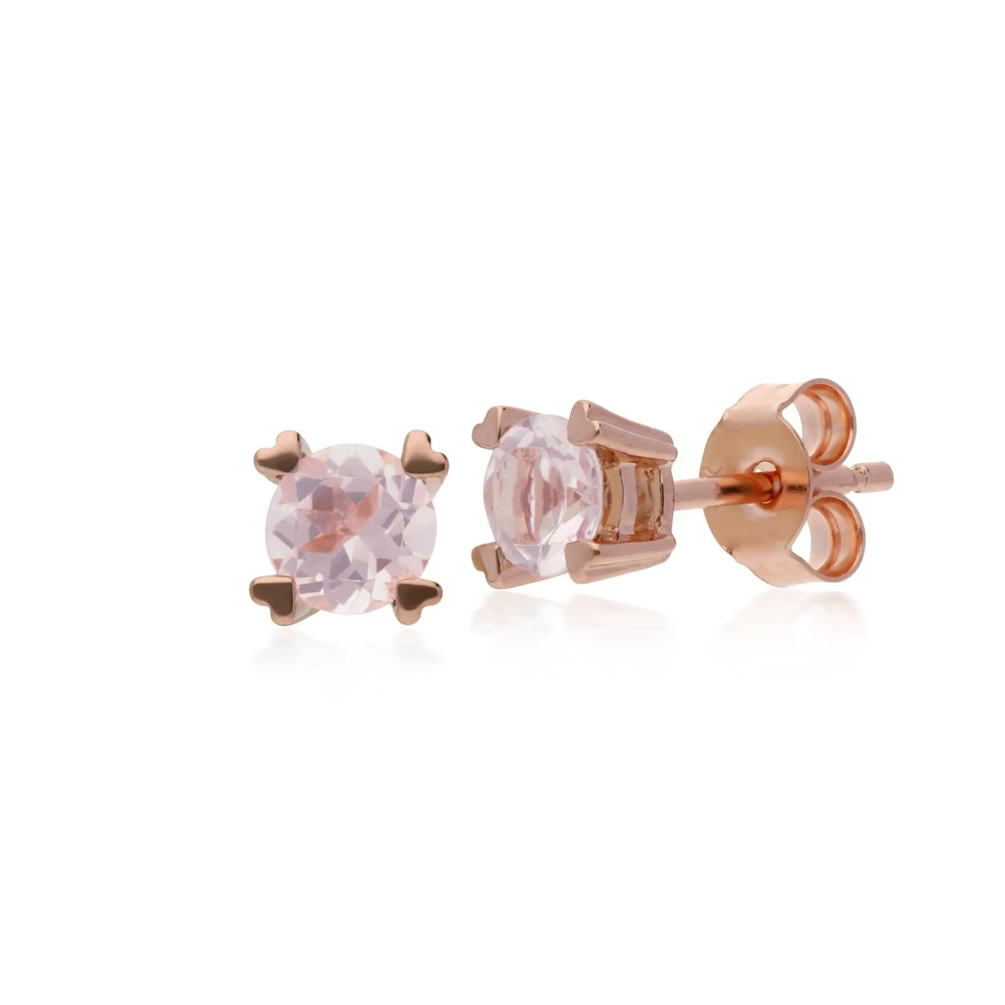 Gemondo 9ct Rose Gold Rose Quartz Heart Claw Earrings sold by Gemondo Jewellery