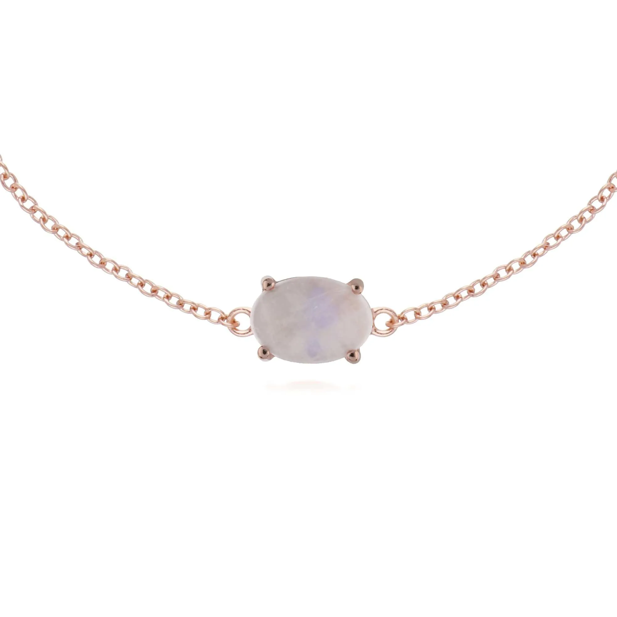 Gemondo Rose Gold Plated Sterling Silver Rainbow Moonstone Oval 19cm Bracelet sold by Gemondo Jewellery