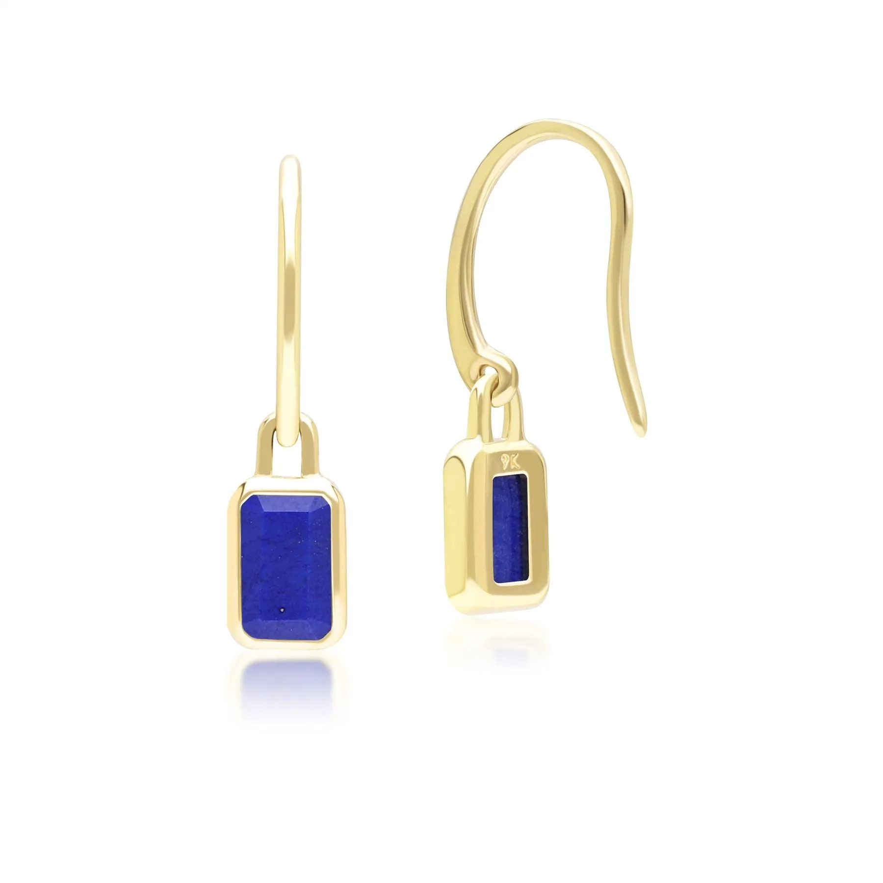 Classic Baguette Lapis Lazuli Drop Earrings in 9ct Yellow Gold sold by Gemondo Jewellery product image thumbnail 3
