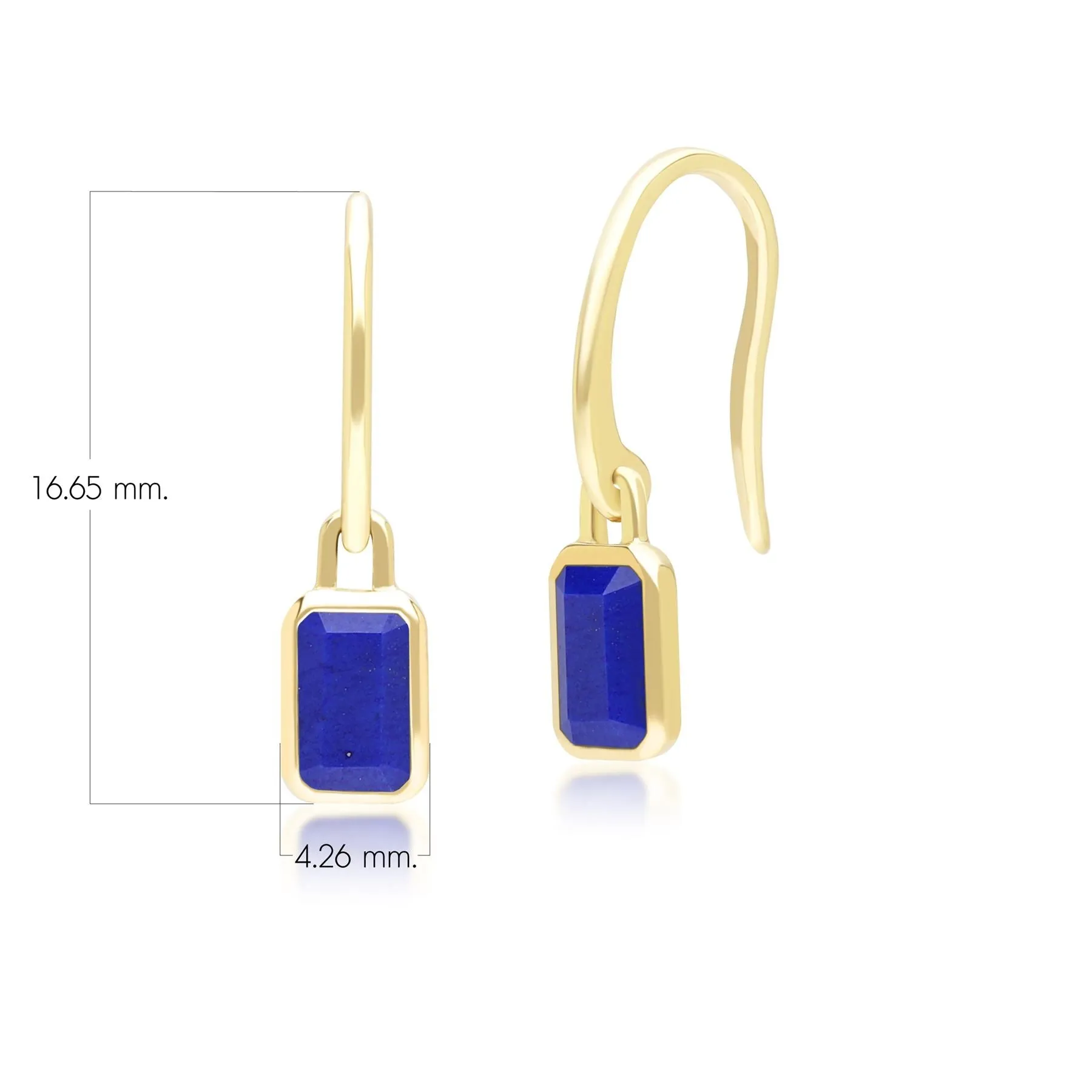 Classic Baguette Lapis Lazuli Drop Earrings in 9ct Yellow Gold sold by Gemondo Jewellery product image thumbnail 4