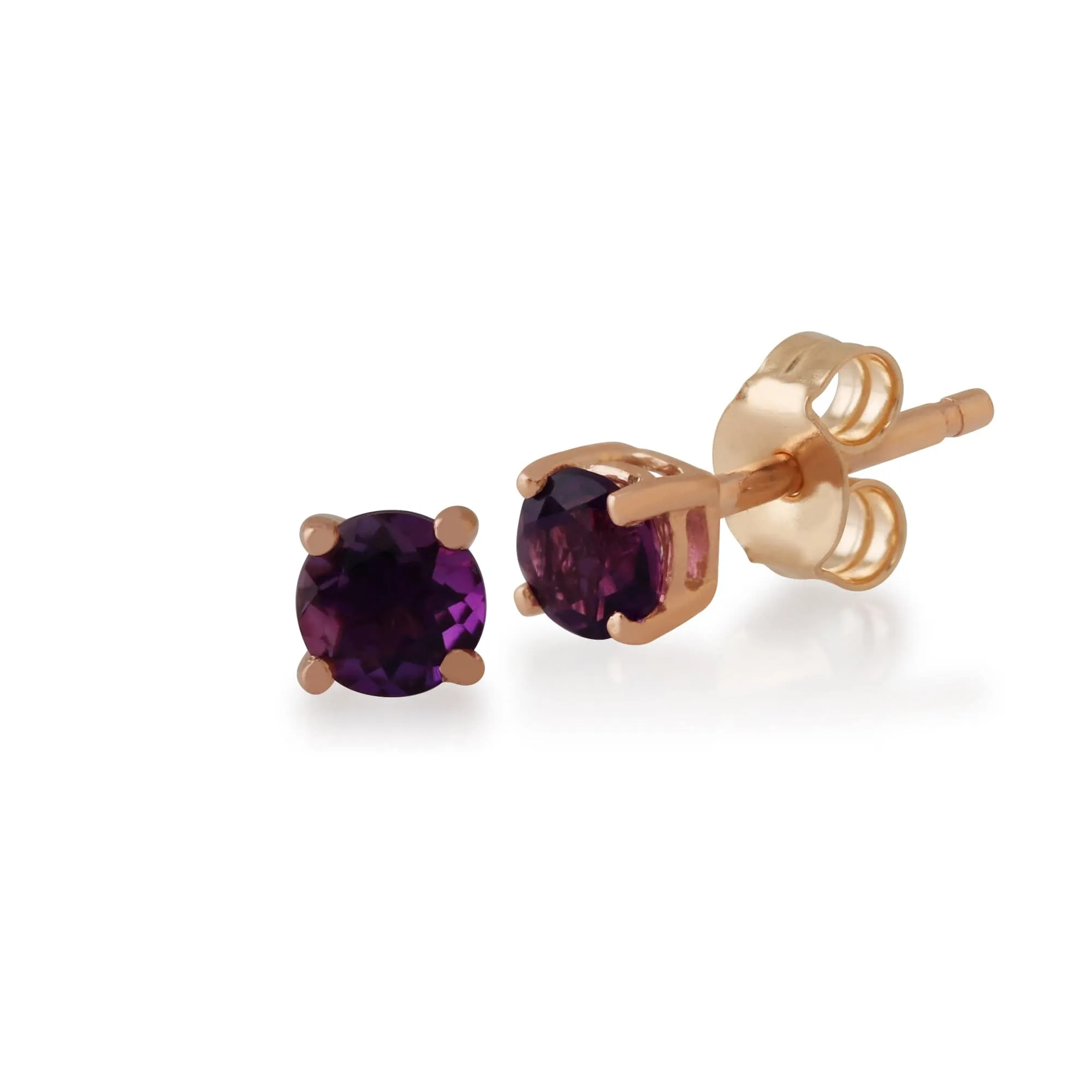 Classic Round Amethyst Stud Earrings with Detachable Diamond Flower Jacket in 9ct Rose Gold sold by Gemondo Jewellery product image thumbnail 2