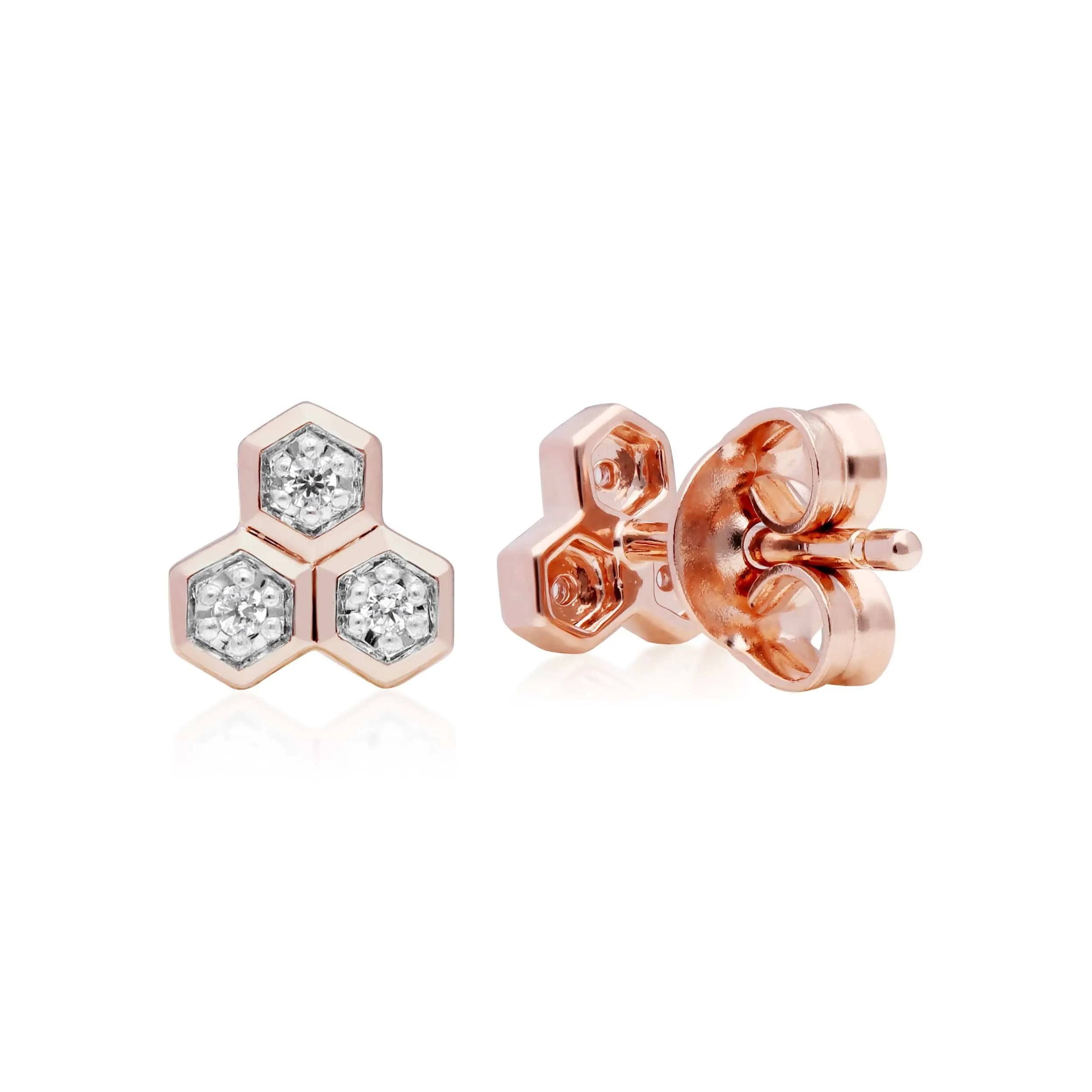 Diamond Geometric Trilogy Stud Earrings in 9ct Rose Gold sold by Gemondo Jewellery product image thumbnail 3