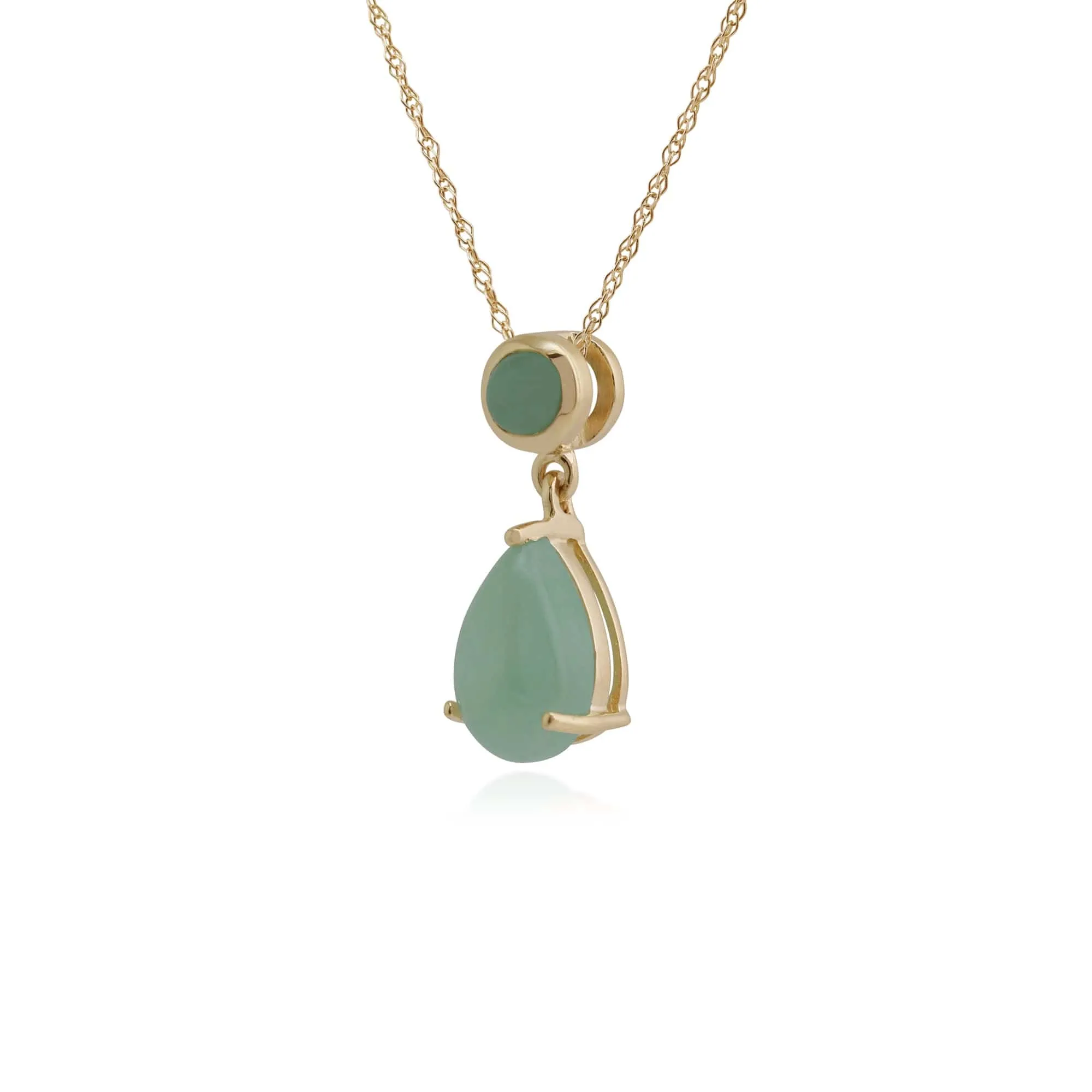 Classic Pear & Round Green Jade Pendant in 9ct Yellow Gold sold by Gemondo Jewellery product image thumbnail 2