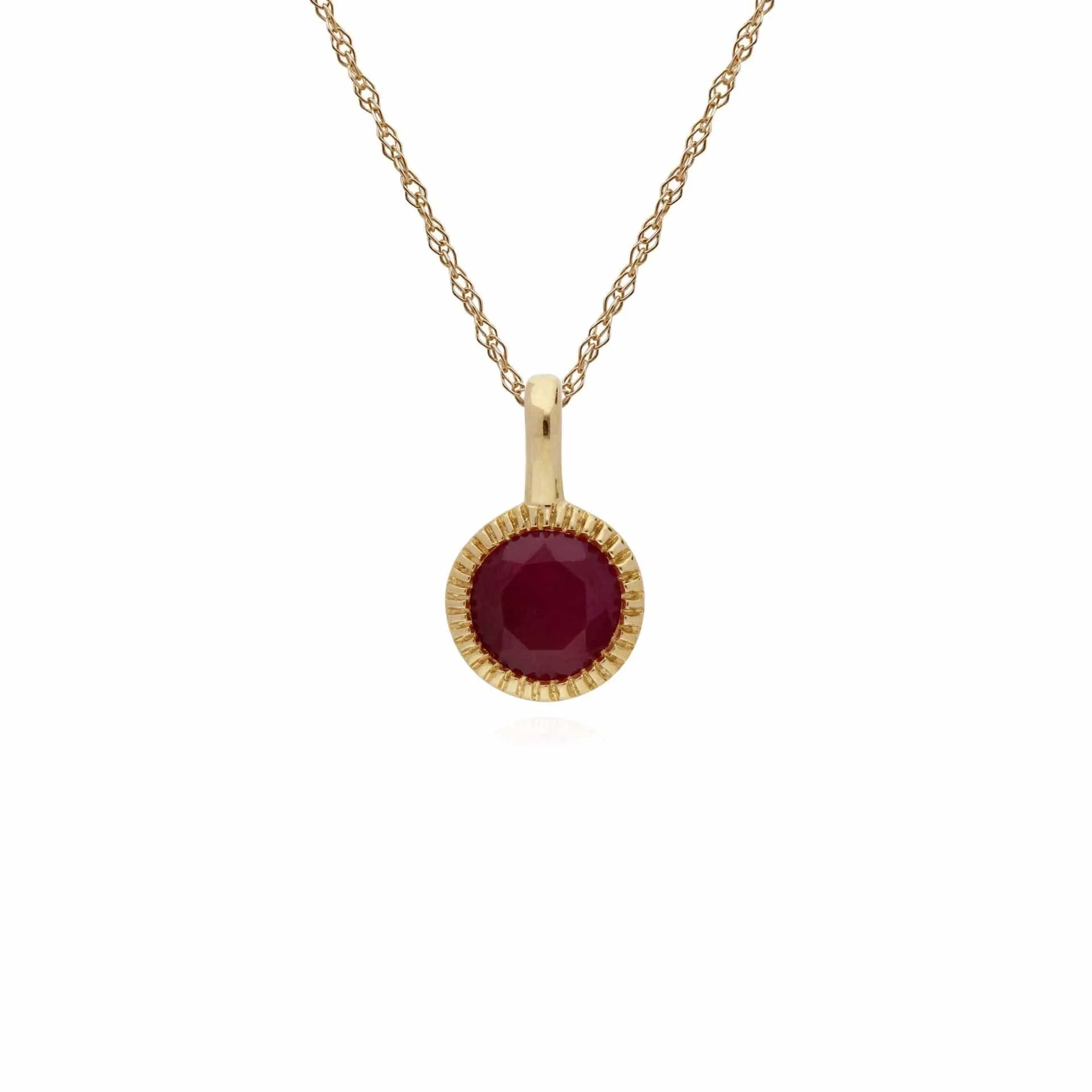 Gemondo 9ct Yellow Gold Ruby Round Milgrain 45cm Necklace sold by Gemondo Jewellery