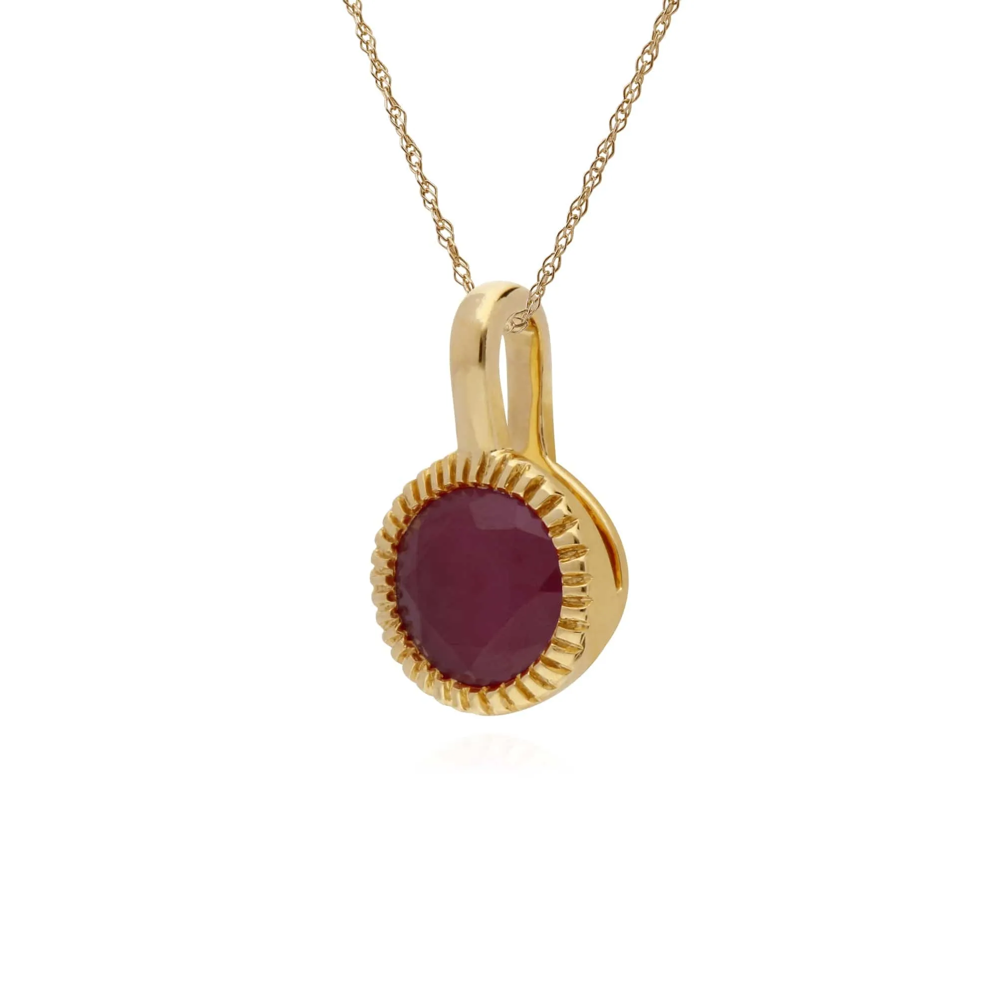 Gemondo 9ct Yellow Gold Ruby Round Milgrain 45cm Necklace sold by Gemondo Jewellery product image thumbnail 2