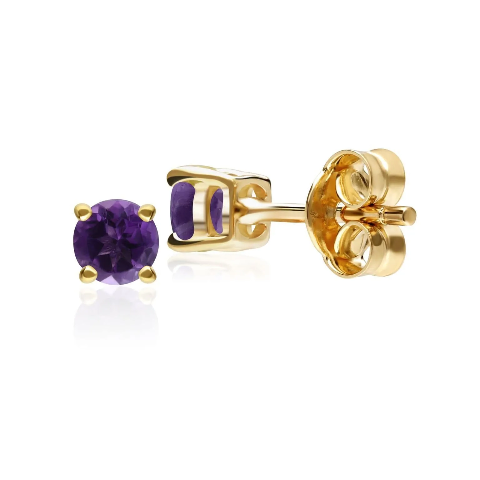 Classic Round Amethyst Stud Earrings in 9ct Yellow Gold 3.5mm sold by Gemondo Jewellery product image thumbnail 2