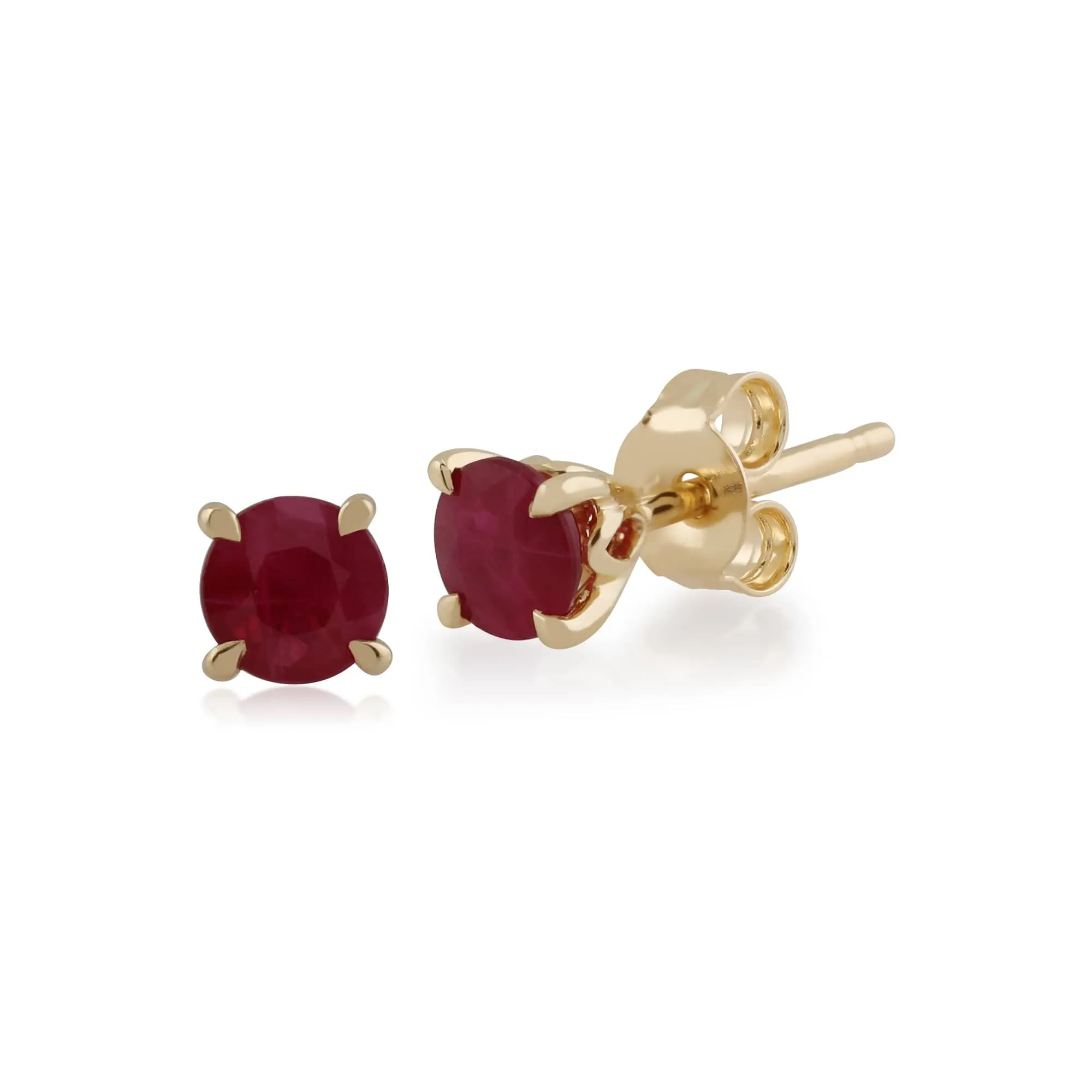 Gemondo Ruby Round Stud Earrings In 9ct Yellow Gold 4mm Claw Set sold by Gemondo Jewellery