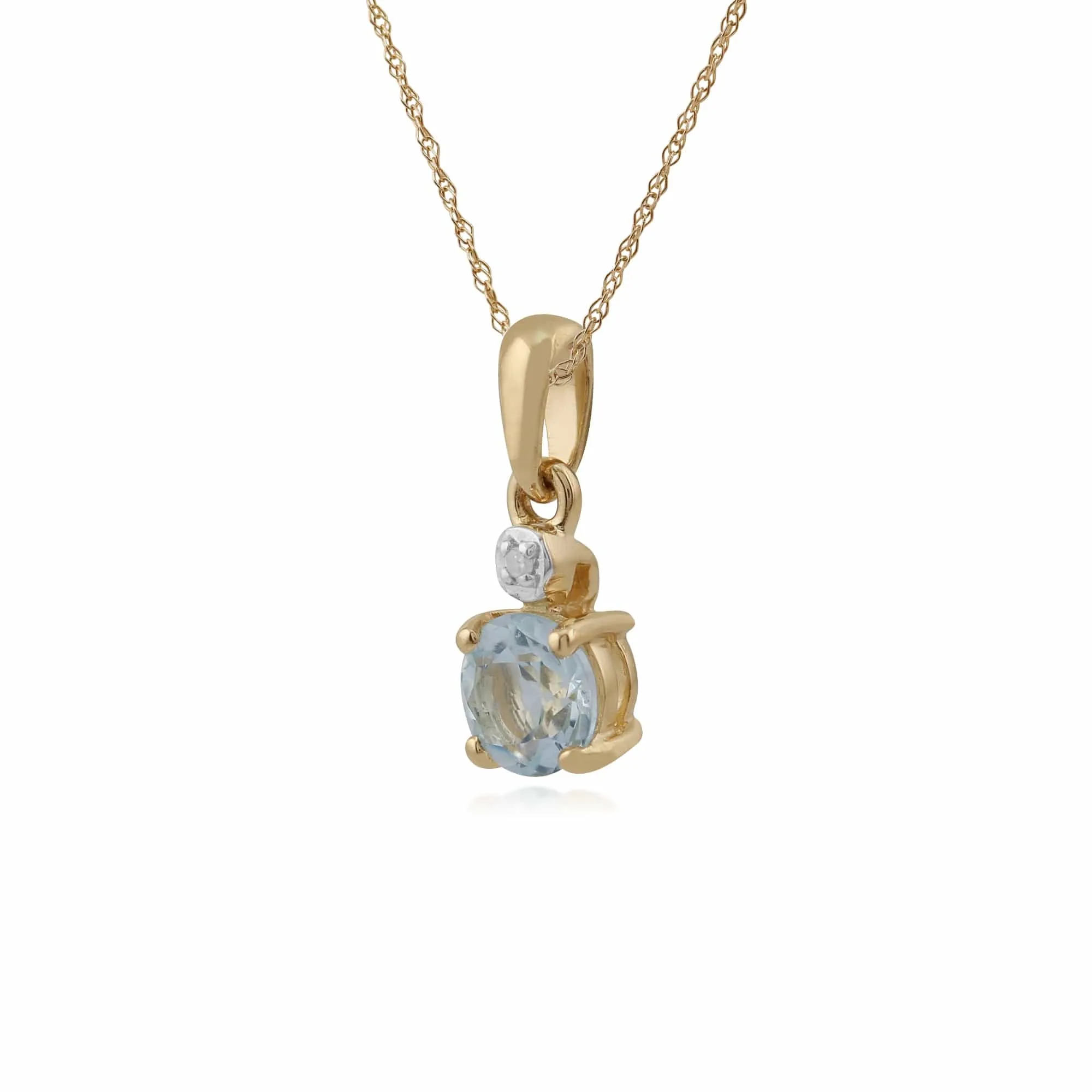 Classic Round Aquamarine & Diamond Pendant in 9ct Yellow Gold sold by Gemondo Jewellery product image thumbnail 2