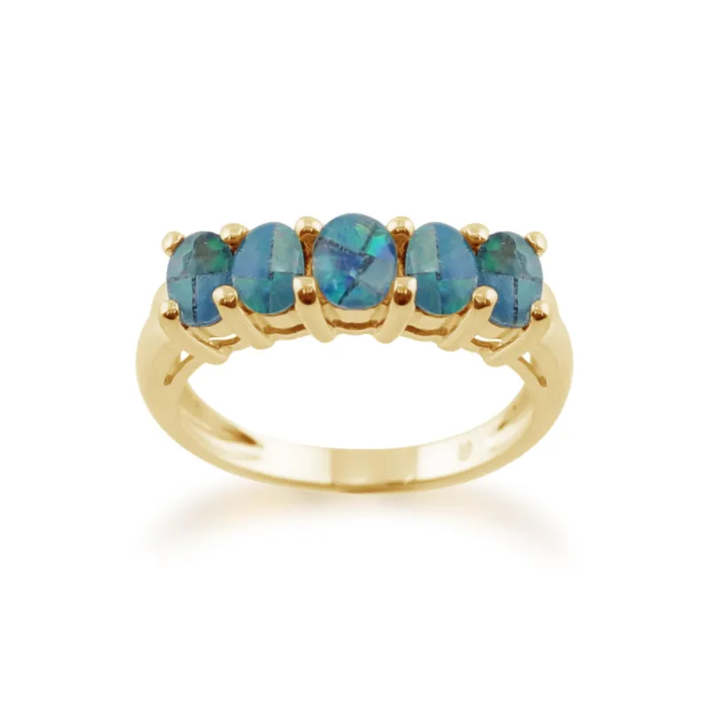 9ct Yellow Gold 0.82ct Triplet Opal Five Stone Ring sold by Gemondo Jewellery
