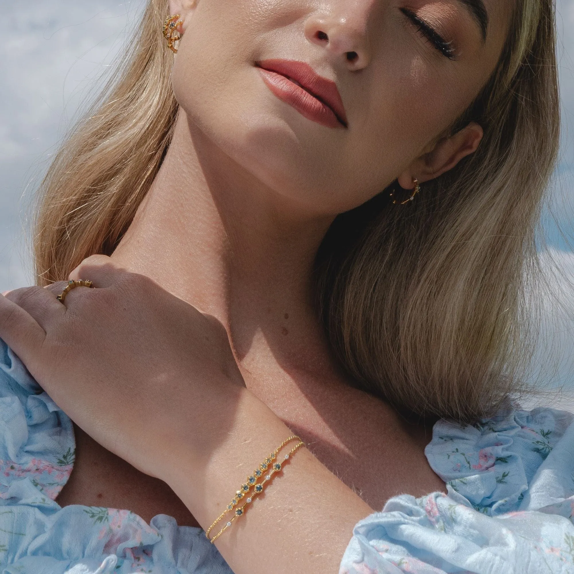 Modern Glam Topaz Mini Hoop Earrings in Gold Plated Sterling Silver sold by Gemondo Jewellery product image thumbnail 2