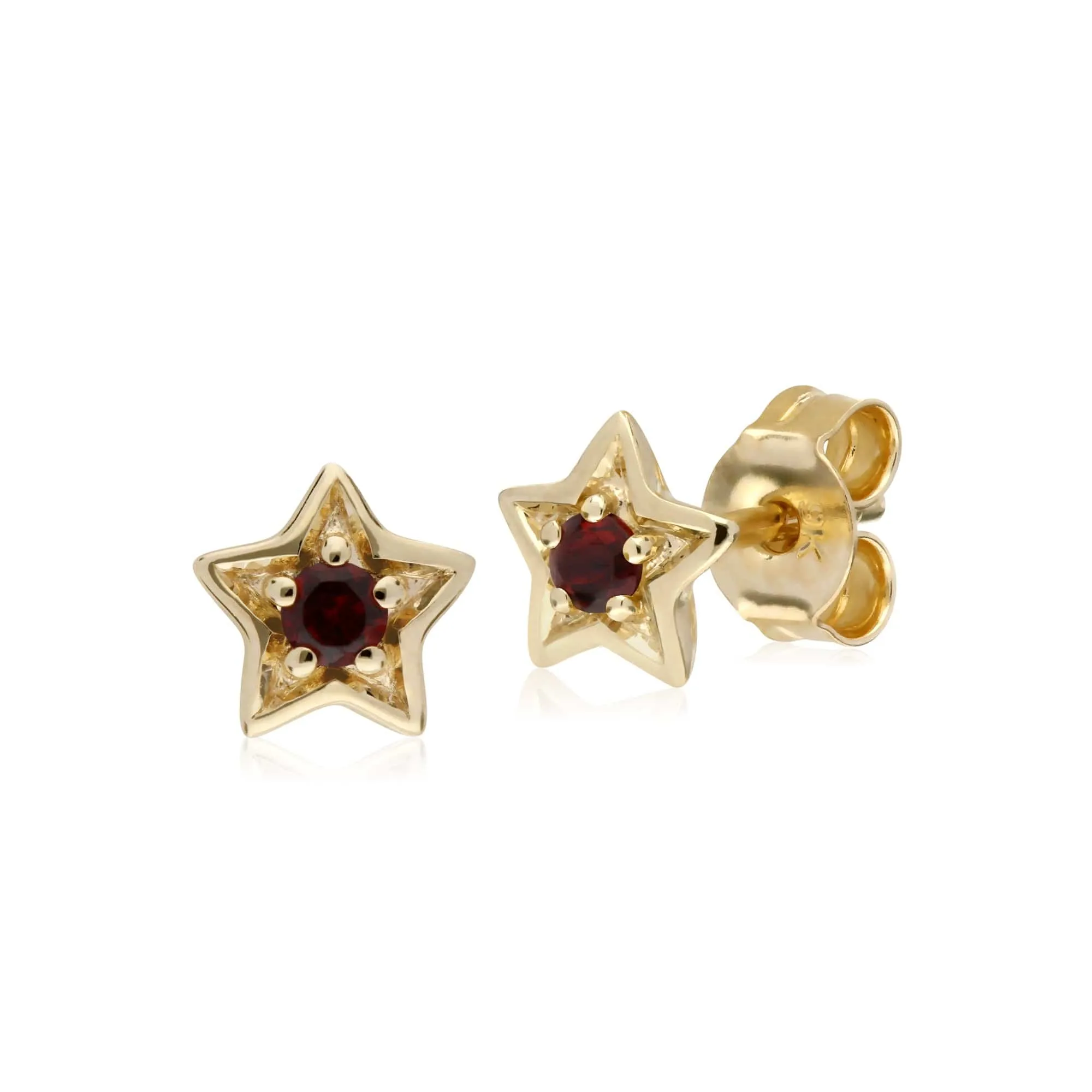 Gemondo 9ct Yellow Gold Garnet Single Stone Star Stud Earrings sold by Gemondo Jewellery