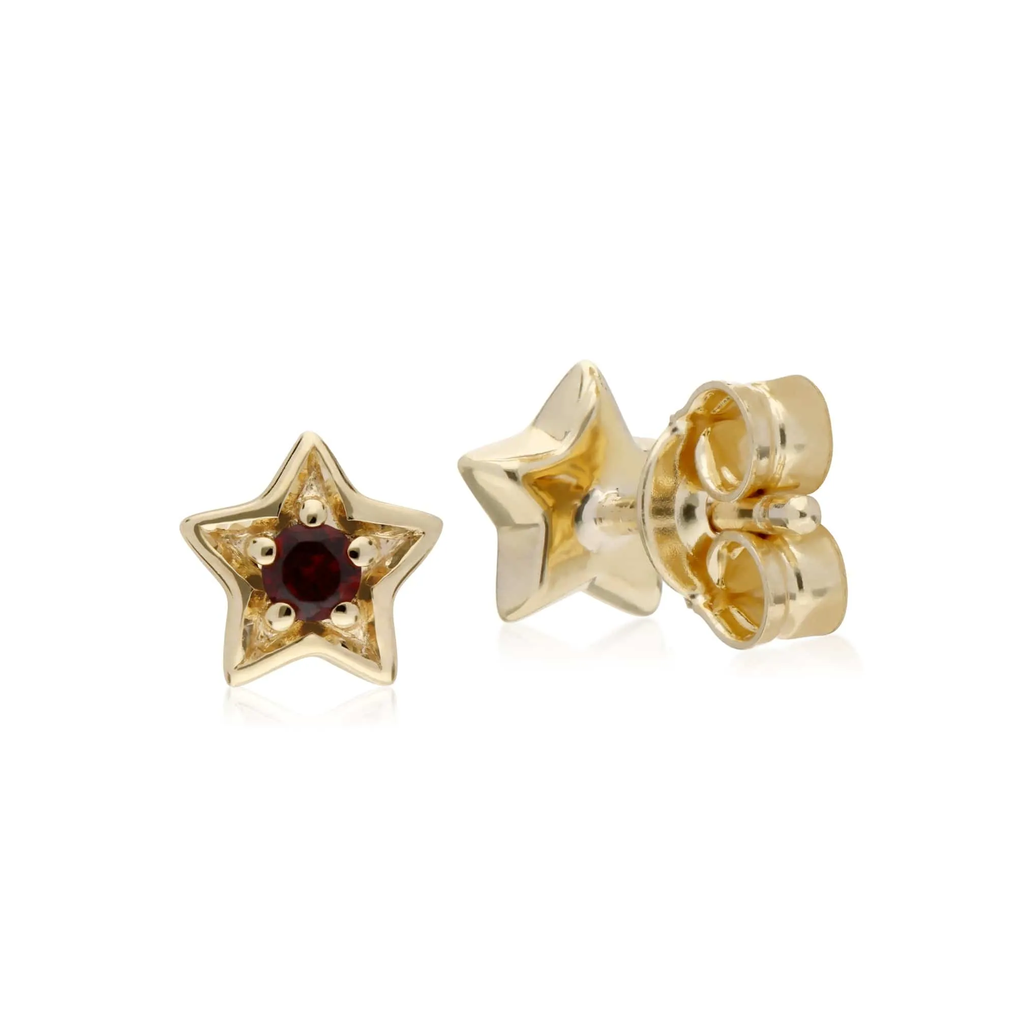 Gemondo 9ct Yellow Gold Garnet Single Stone Star Stud Earrings sold by Gemondo Jewellery product image thumbnail 2