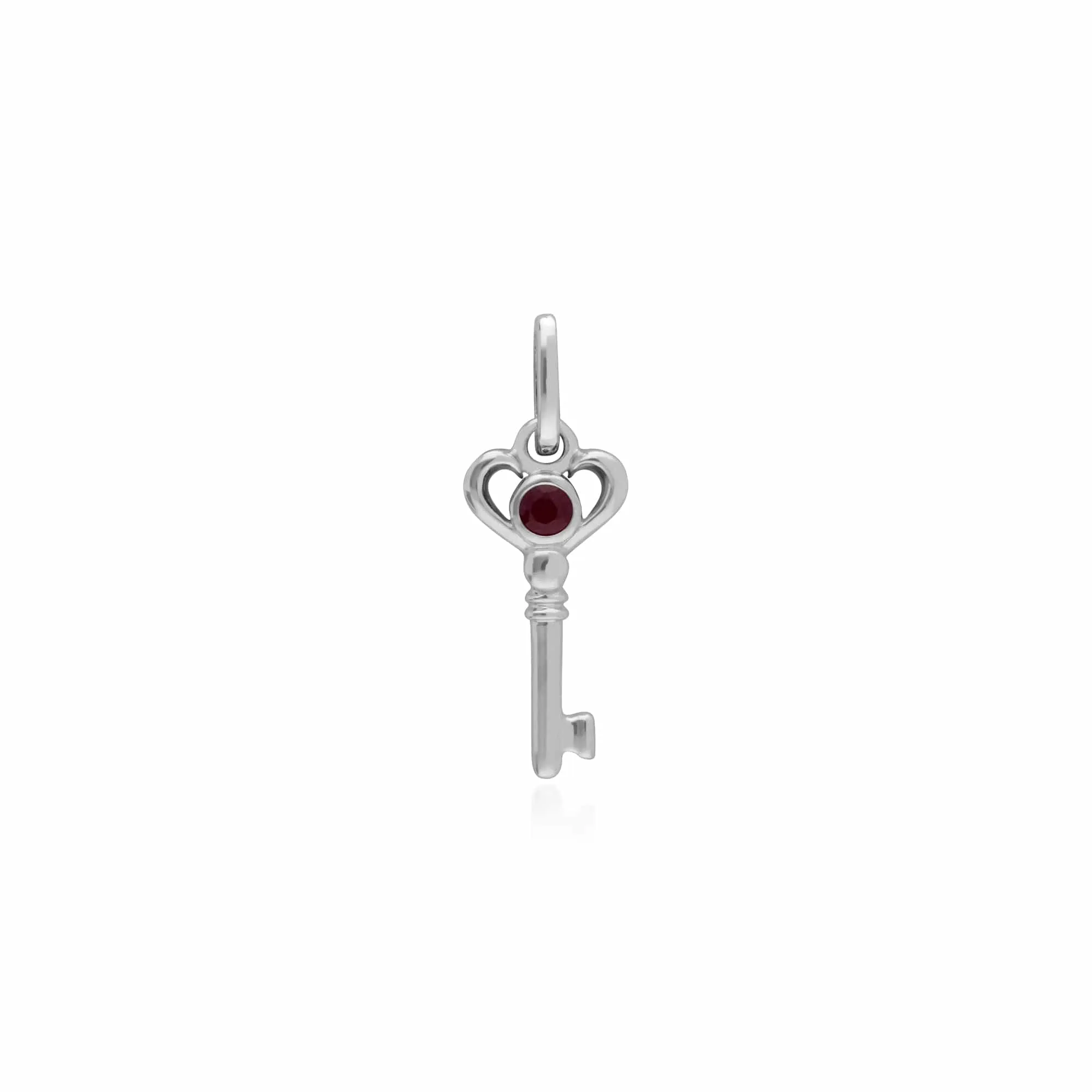 Classic Swirl Heart Lock Pendant & Ruby Key Charm in 925 Sterling Silver sold by Gemondo Jewellery product image thumbnail 2