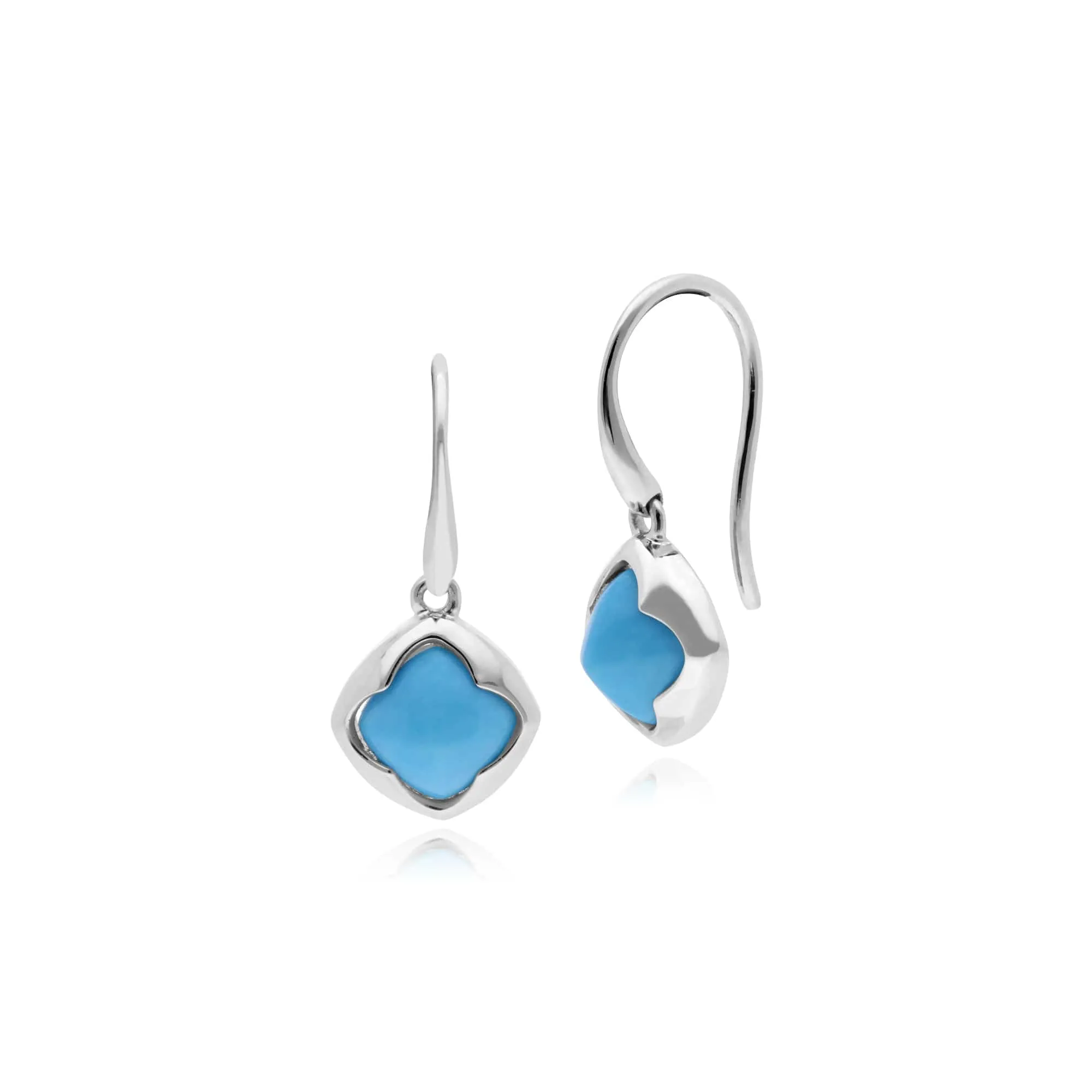 Geometric Sugarloaf Turquoise Circular Prism Drop Earrings in 925 Sterling Silver sold by Gemondo Jewellery