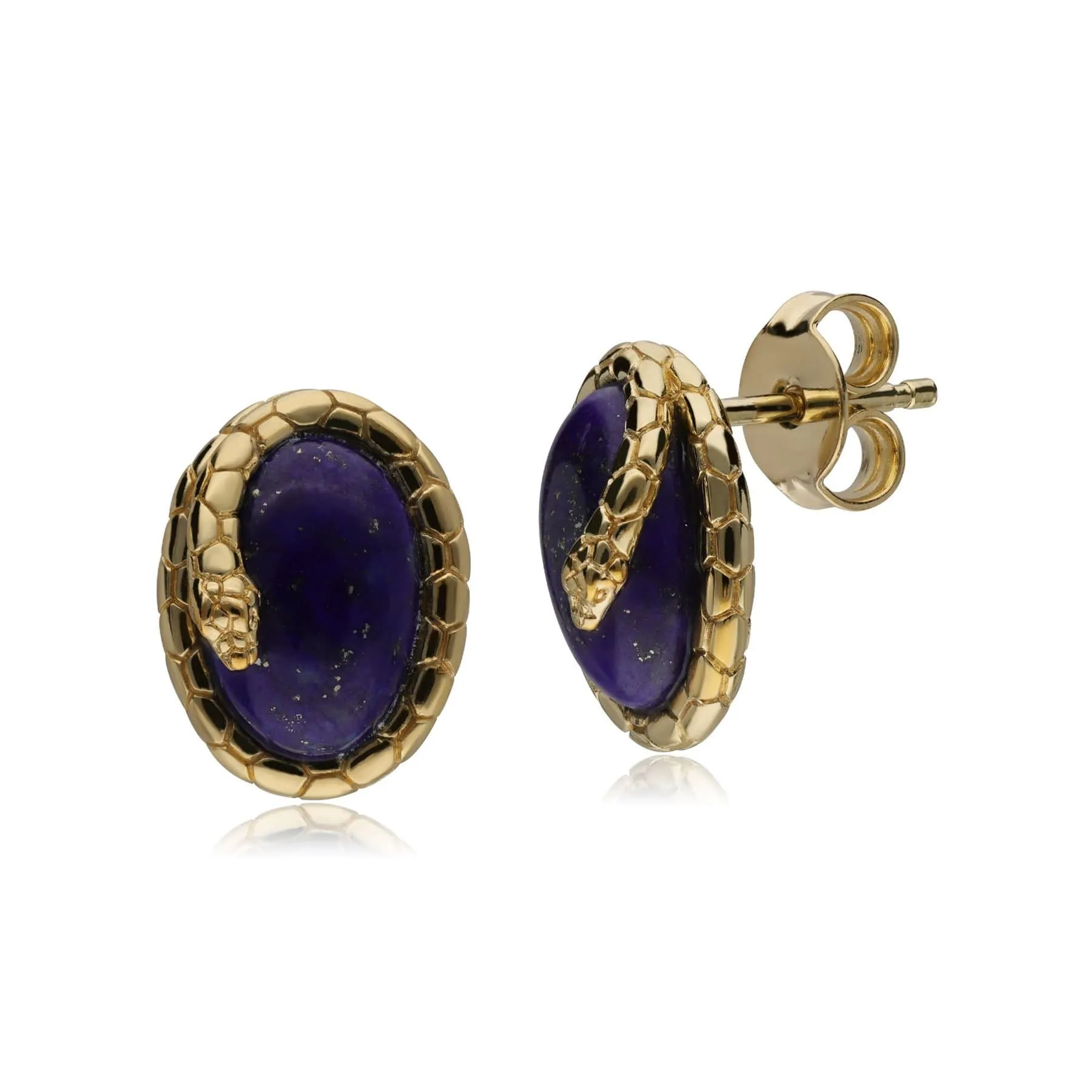ECFEW™ Lapis Lazuli Winding Snake Stud Earrings in Gold Plated Sterling Silver sold by Gemondo Jewellery
