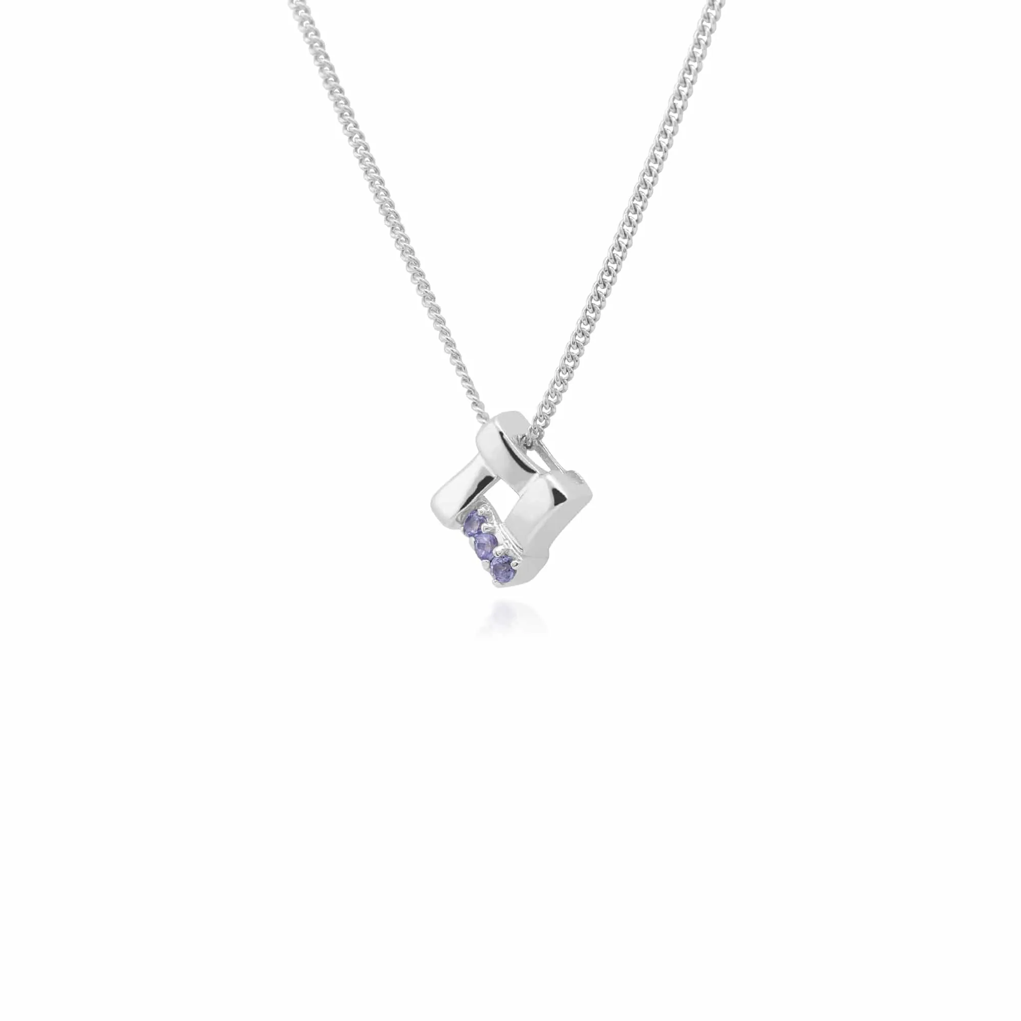 Classic Round Tanzanite Square Crossover Pendant in 925 Sterling Silver sold by Gemondo Jewellery product image thumbnail 2