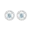 Classic Round Aquamarine Stud Earrings with Detachable Diamond Round Ear Jacket in 9ct White Gold sold by Gemondo Jewellery