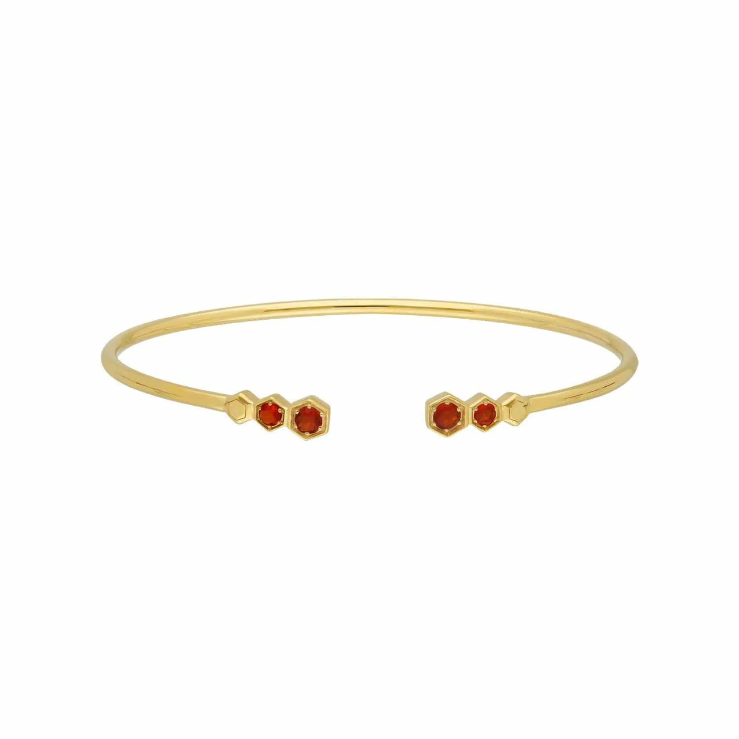 Geometric Fire Opal Open Bangle in Gold Plated Silver sold by Gemondo Jewellery