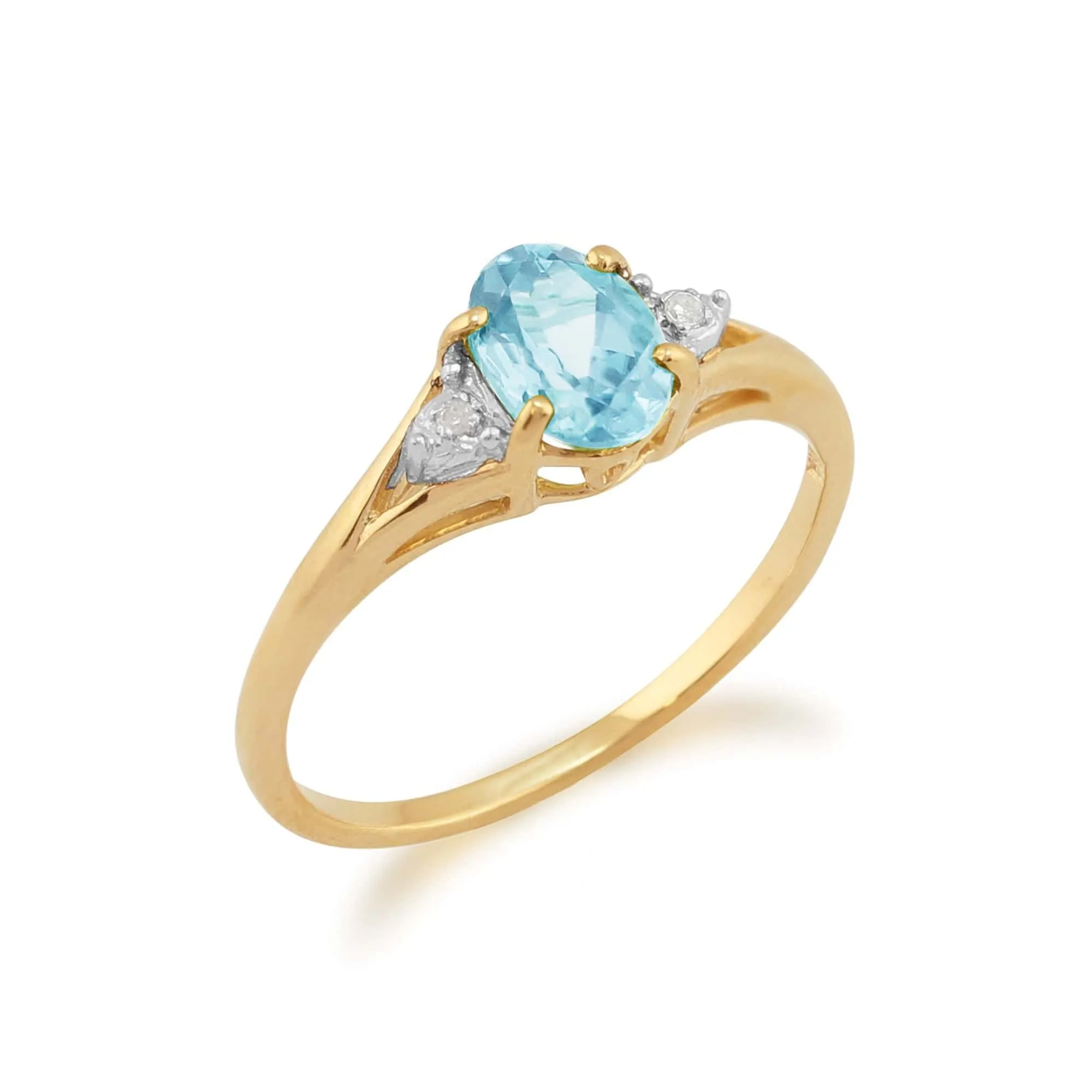 Classic Blue Topaz & Diamond Ring in 9ct Yellow Gold sold by Gemondo Jewellery product image thumbnail 2