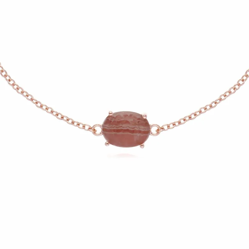 Gemondo Rose Gold Plated Sterling Silver Rhodochrosite Oval 19cm Bracelet sold by Gemondo Jewellery