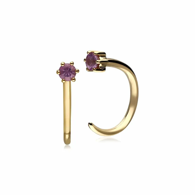 Pink Sapphire Pull Through Hoop Earrings In 9ct Yellow Gold sold by Gemondo Jewellery