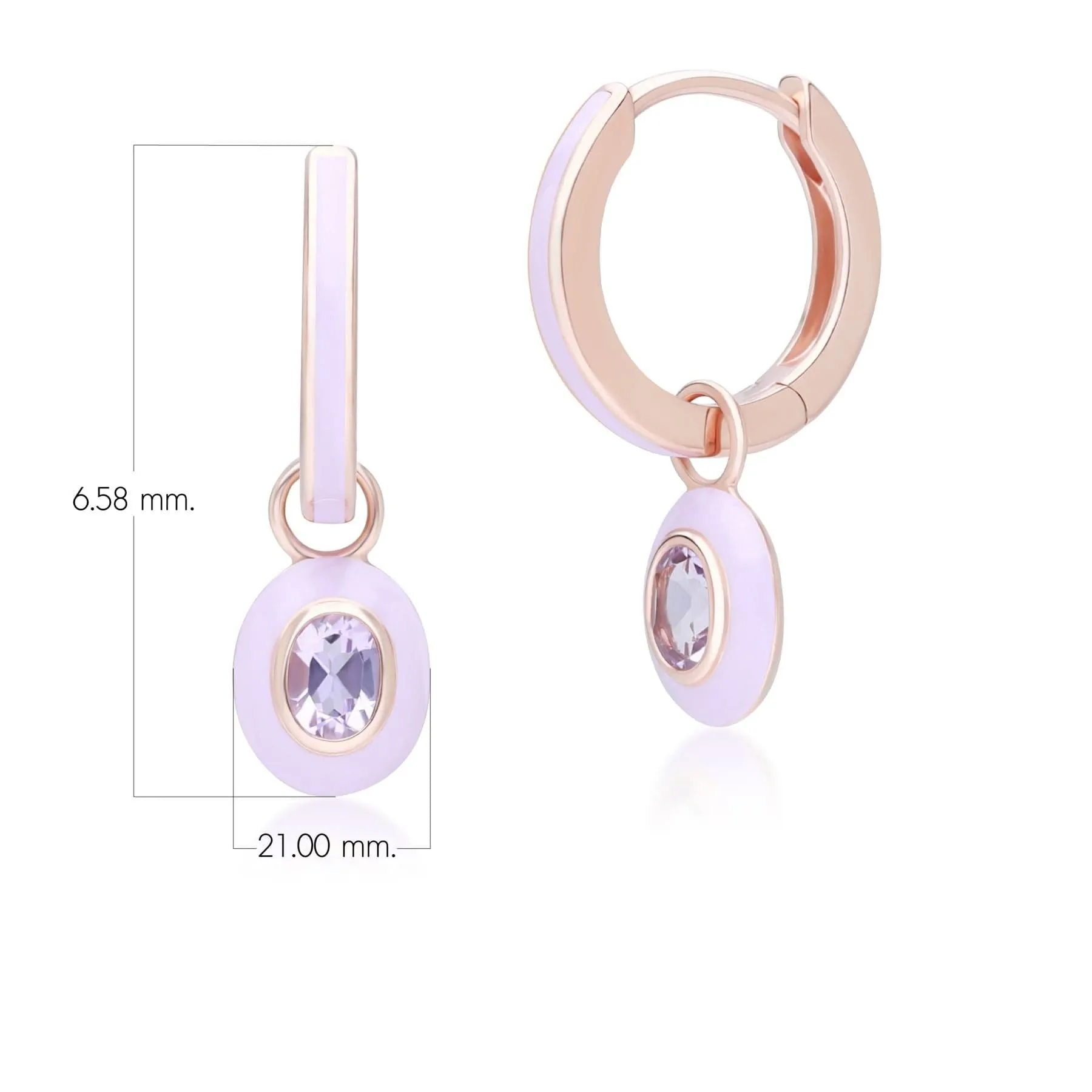 Siberian Waltz Violet Enamel & Pink Amethyst Hoop Earrings In 18ct Rose Gold Plated Sterling Silver sold by Gemondo Jewellery product image thumbnail 4