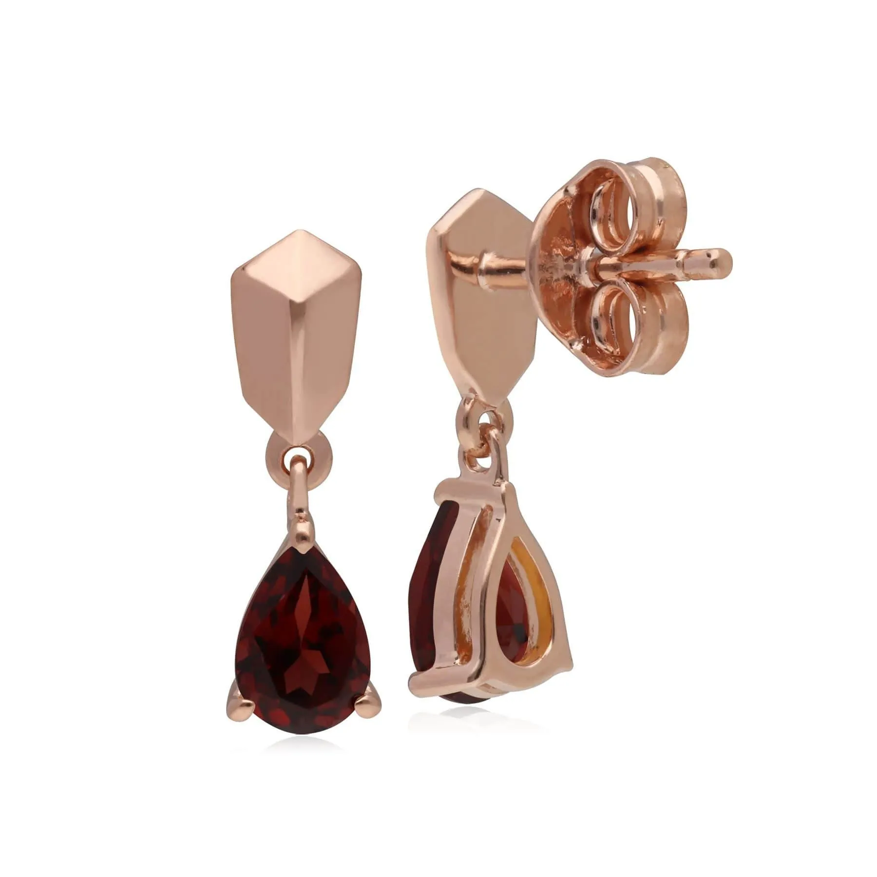 Micro Statement Garnet Earrings in Rose Gold Plated Silver sold by Gemondo Jewellery product image thumbnail 2