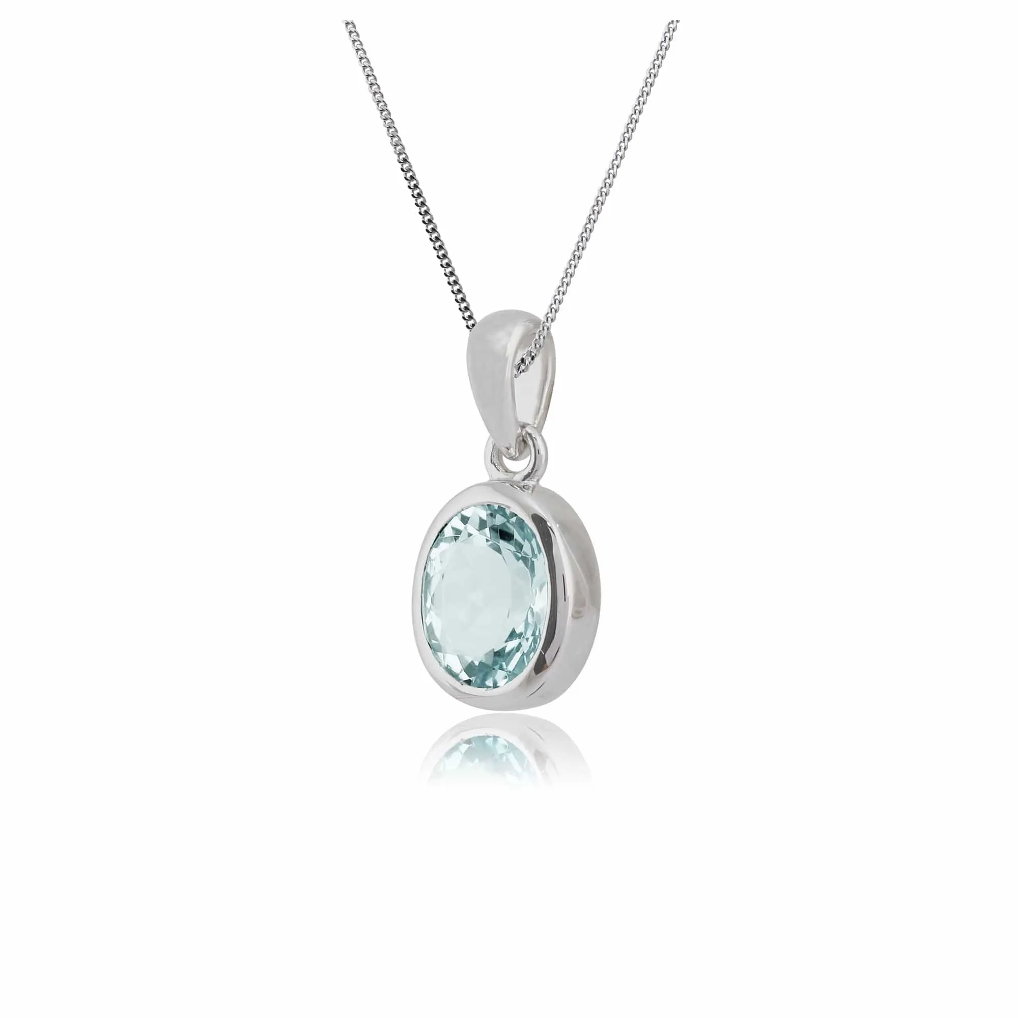Classic Oval Aquamarine Pendant in 9ct White Gold sold by Gemondo Jewellery product image thumbnail 2