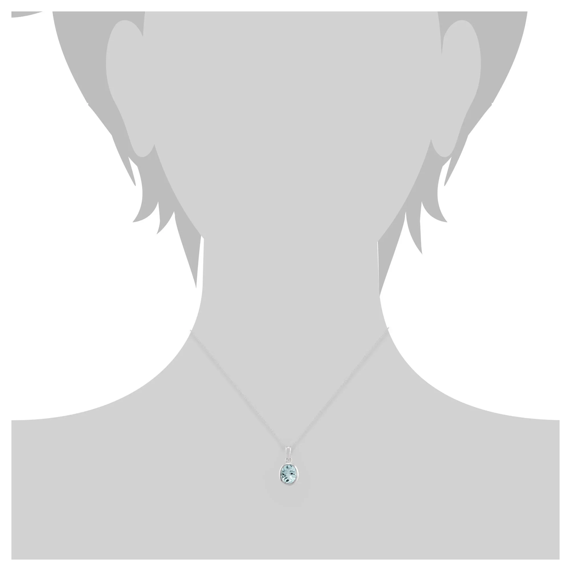 Classic Oval Aquamarine Pendant in 9ct White Gold sold by Gemondo Jewellery product image thumbnail 3