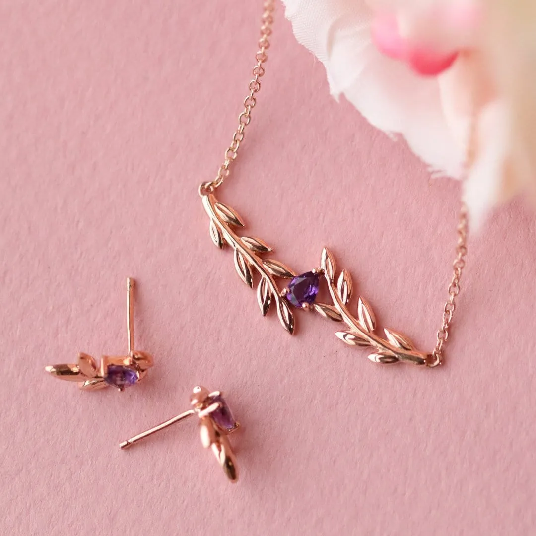 O Leaf Amethyst Bracelet & Earring Set in 9ct Rose Gold sold by Gemondo Jewellery product image thumbnail 2