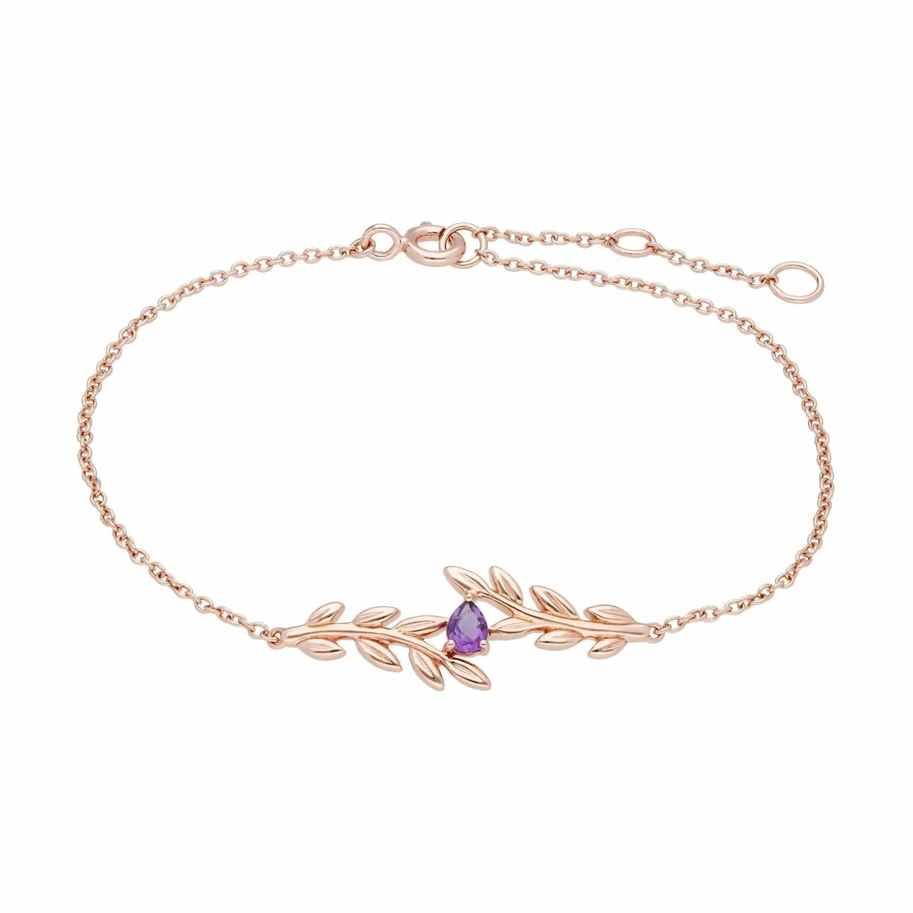 O Leaf Amethyst Bracelet & Earring Set in 9ct Rose Gold sold by Gemondo Jewellery product image thumbnail 3