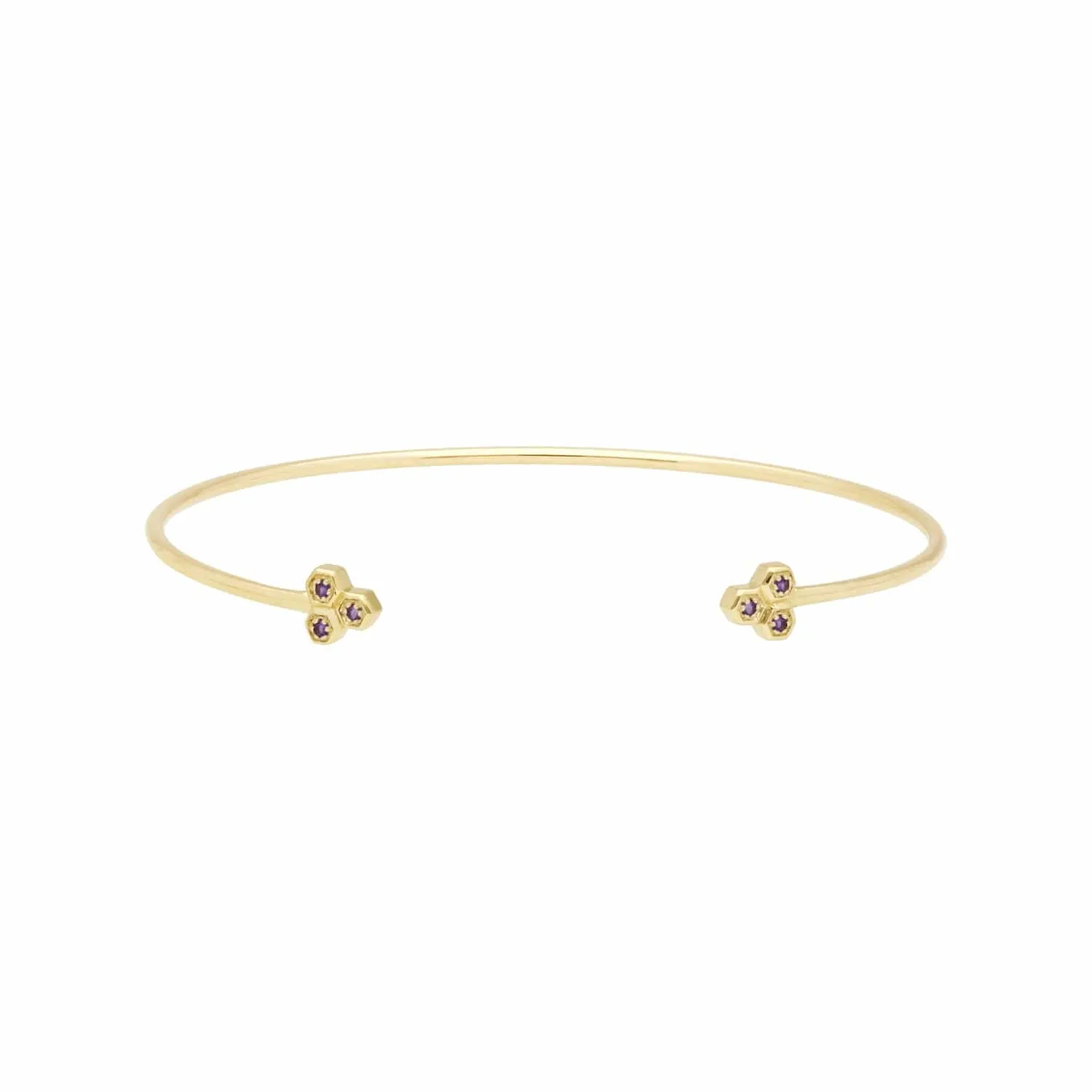 Amethyst Trilogy Geometric Bangle in 9ct Yellow Gold sold by Gemondo Jewellery