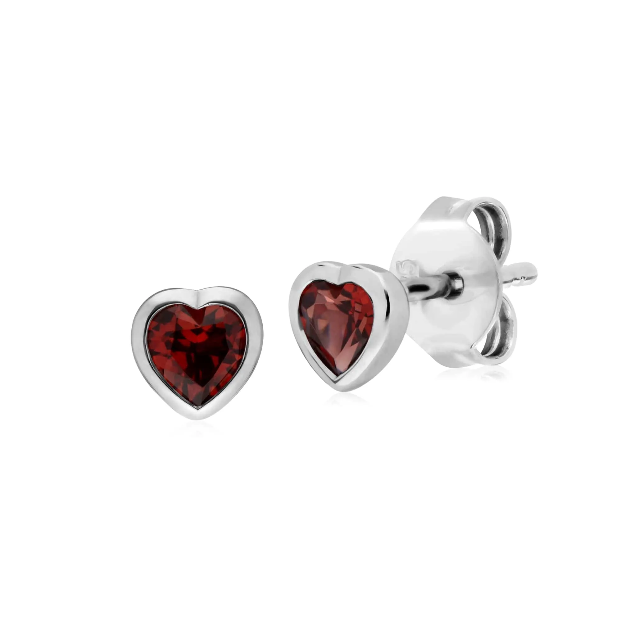 Classic Heart Garnet Stud Earrings & Pendant Set in 925 Sterling Silver sold by Gemondo Jewellery product image thumbnail 2