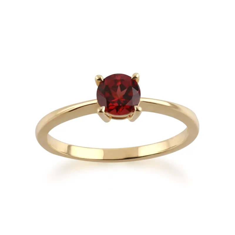Gemondo 9ct Yellow Gold Mozambique Garnet Round Cut Single Stone Ring sold by Gemondo Jewellery