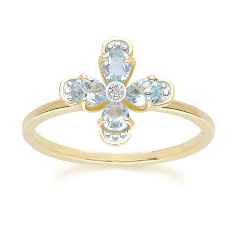 Floral Topaz & Diamond Ring in 9ct Yellow Gold sold by Gemondo Jewellery